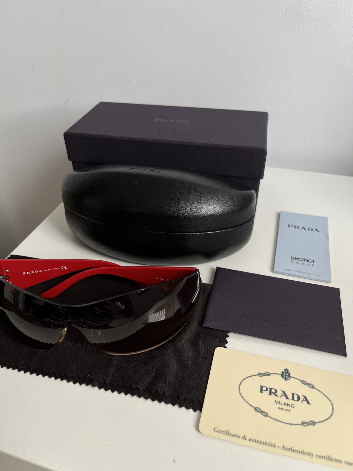 Prada FREE SHIP! 2000s Prada Chrome Star Red Sunglasses Size ONE SIZE - 12 Thumbnail