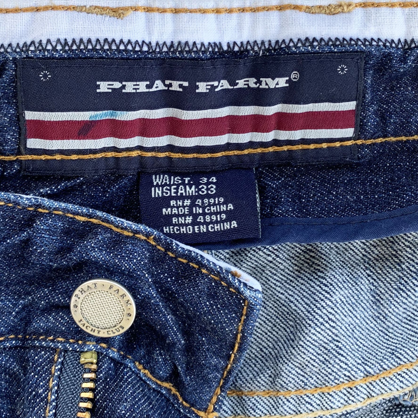 Phat Farm Vintage 90s PHAT FARM Jeans Denim Pants 2000s Y2K Baggy Rap Size US 34 / EU 50 - 9 Thumbnail