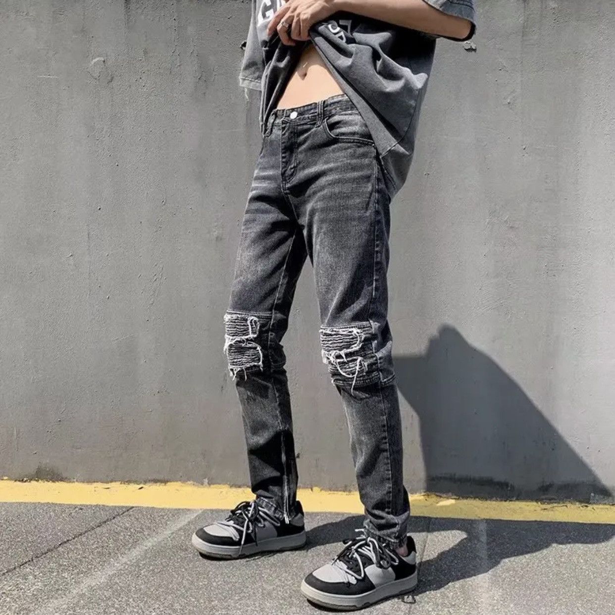 Denime × Jean Y2K Fashion Stretch Slim Ripped Jeans Pants Size US 34 / EU 50 - 4 Thumbnail