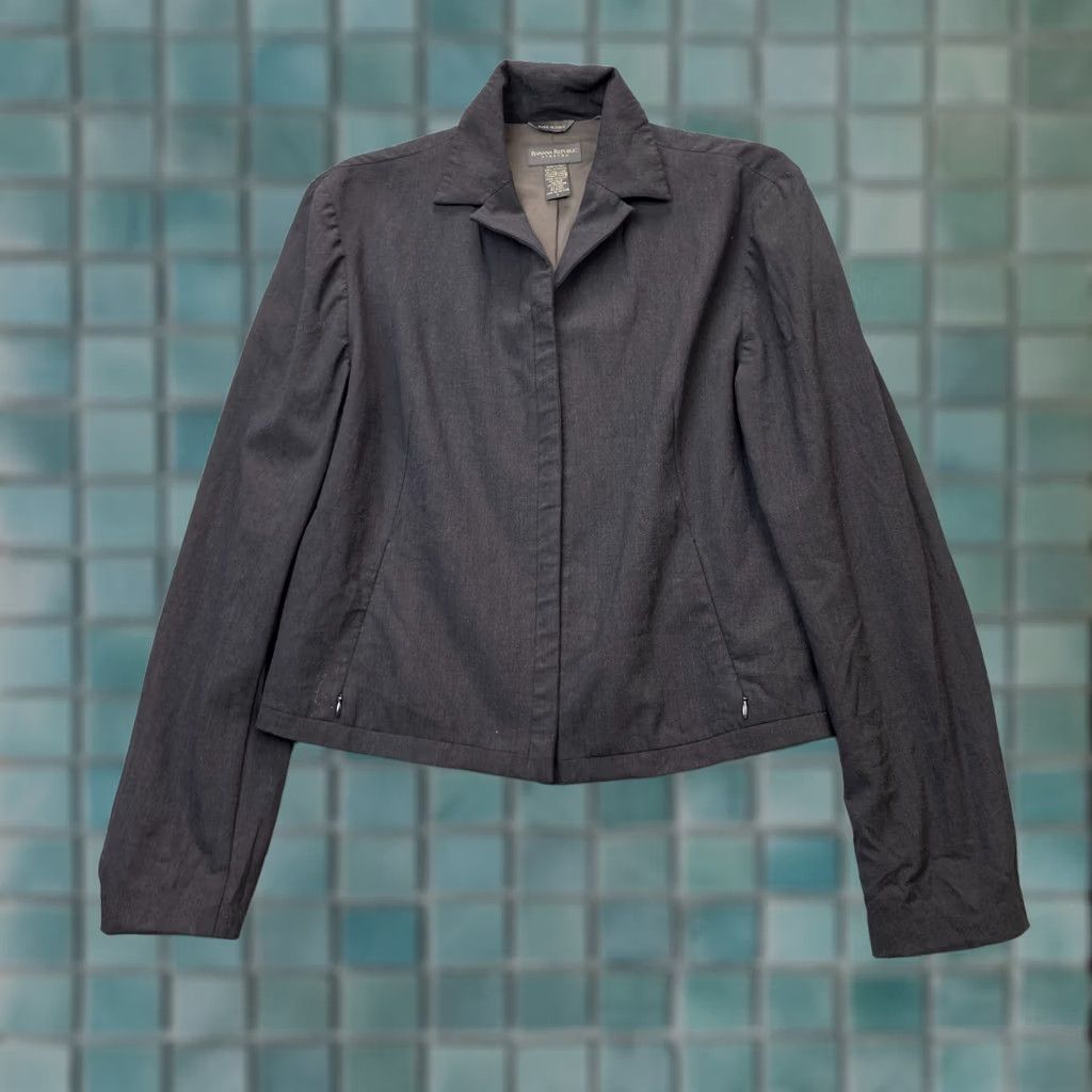 Banana Republic Banana Republic Blazer Jacket Womens Large Gray Wool Blend Lined Notch Tuxedo Style 40 in Chest Regular Fit Size L / US 10 / IT 46 - 1 Thumbnail