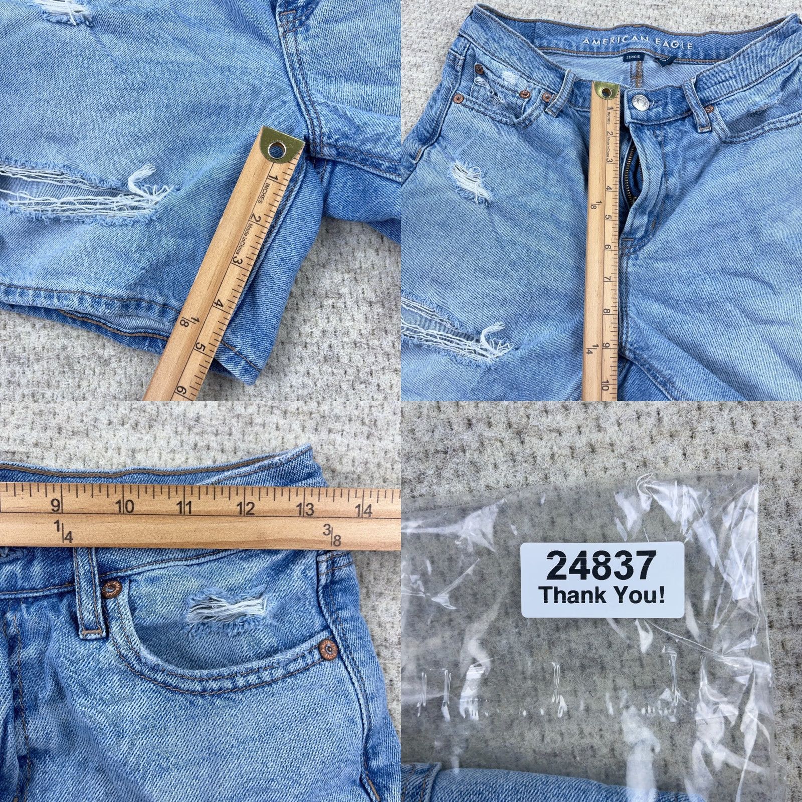 American Eagle Outfitters American Eagle Outfitters Shorts Women 0 Relaxed Fit Denim Light Blue 5-Pocket Jorts Distressed Holes Modern Classic Casual Women Size 25" / US 0 / IT 36 - 8 Thumbnail