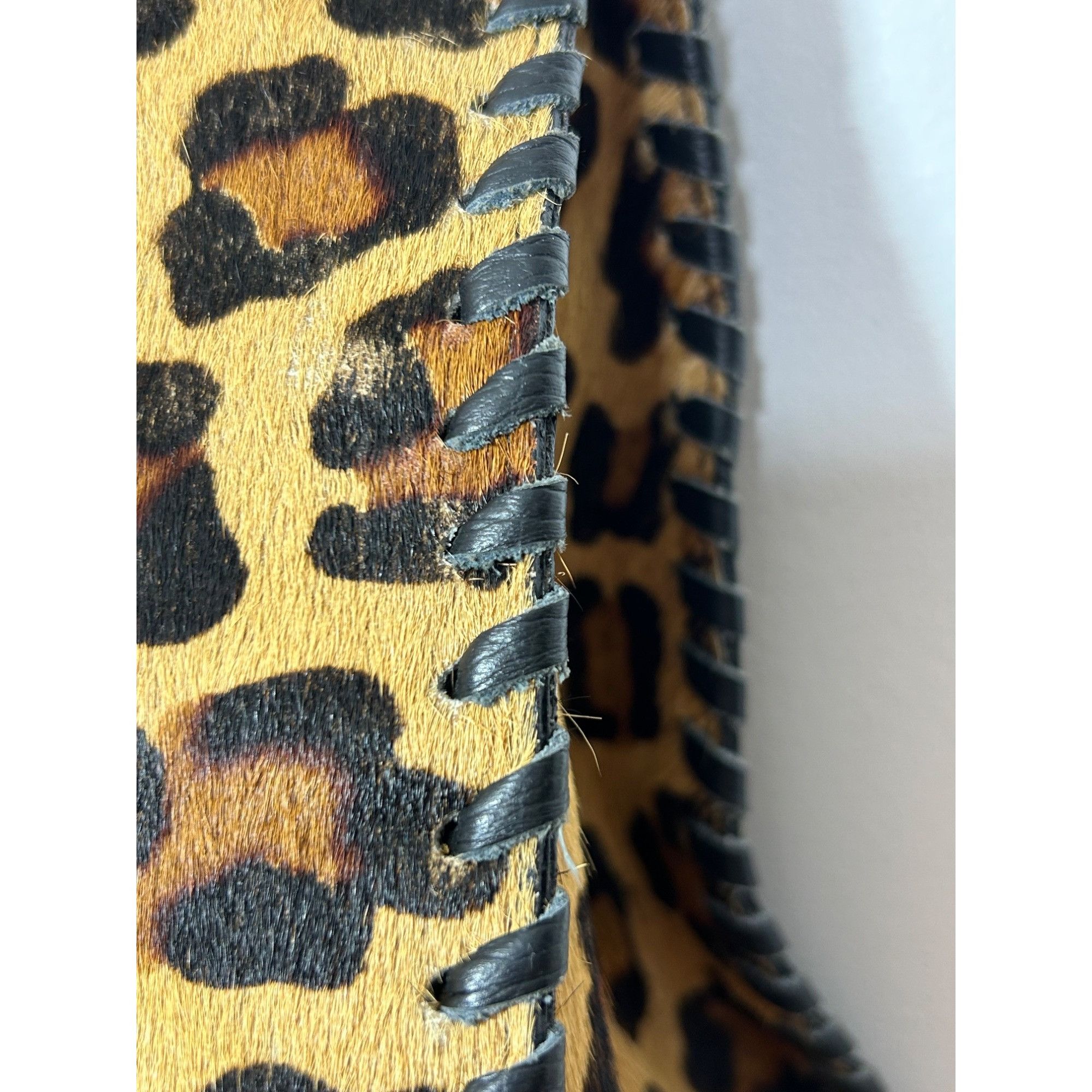 Other Claudia Firenze Leopard Print Calf Hair Black Leather Tote V Size ONE SIZE - 11 Thumbnail