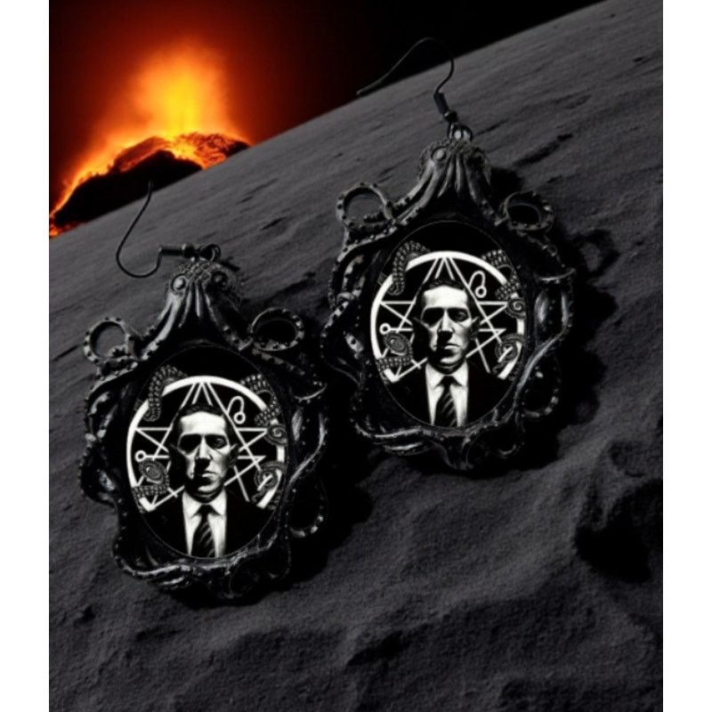 Necronomicon Earrings H.p. Lovecraft Jewelry Call Of Cthulhu in Black, Women's