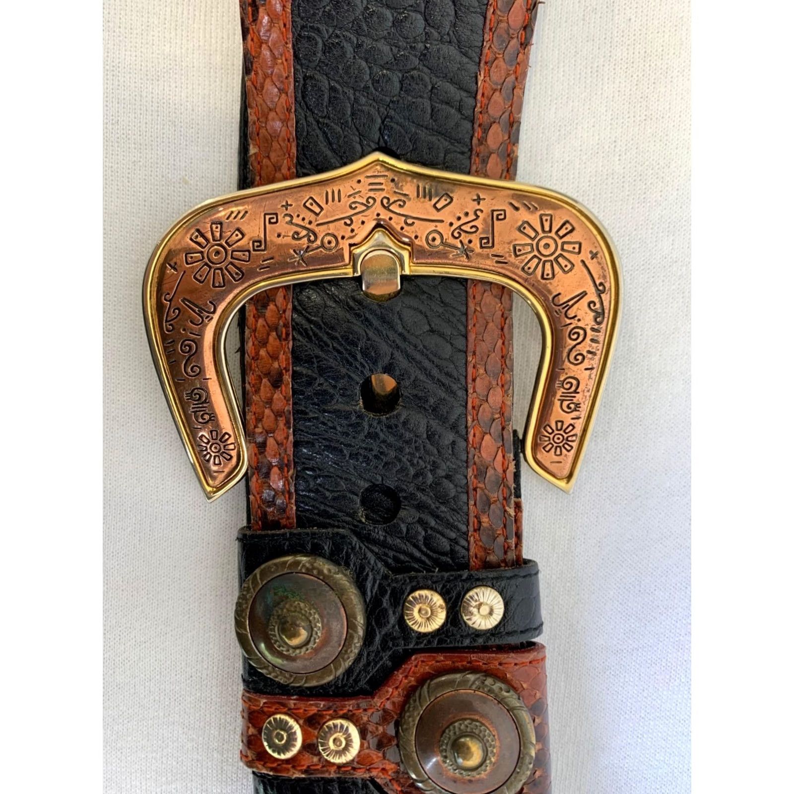 Vintage VINTAGE Werner Herbrand Belt - Black Textured Leather & Red Snakeskin 40 - Designer Belt - Women - 40 - Black - Mixed Media - Vintage Size ONE SIZE - 5 Thumbnail