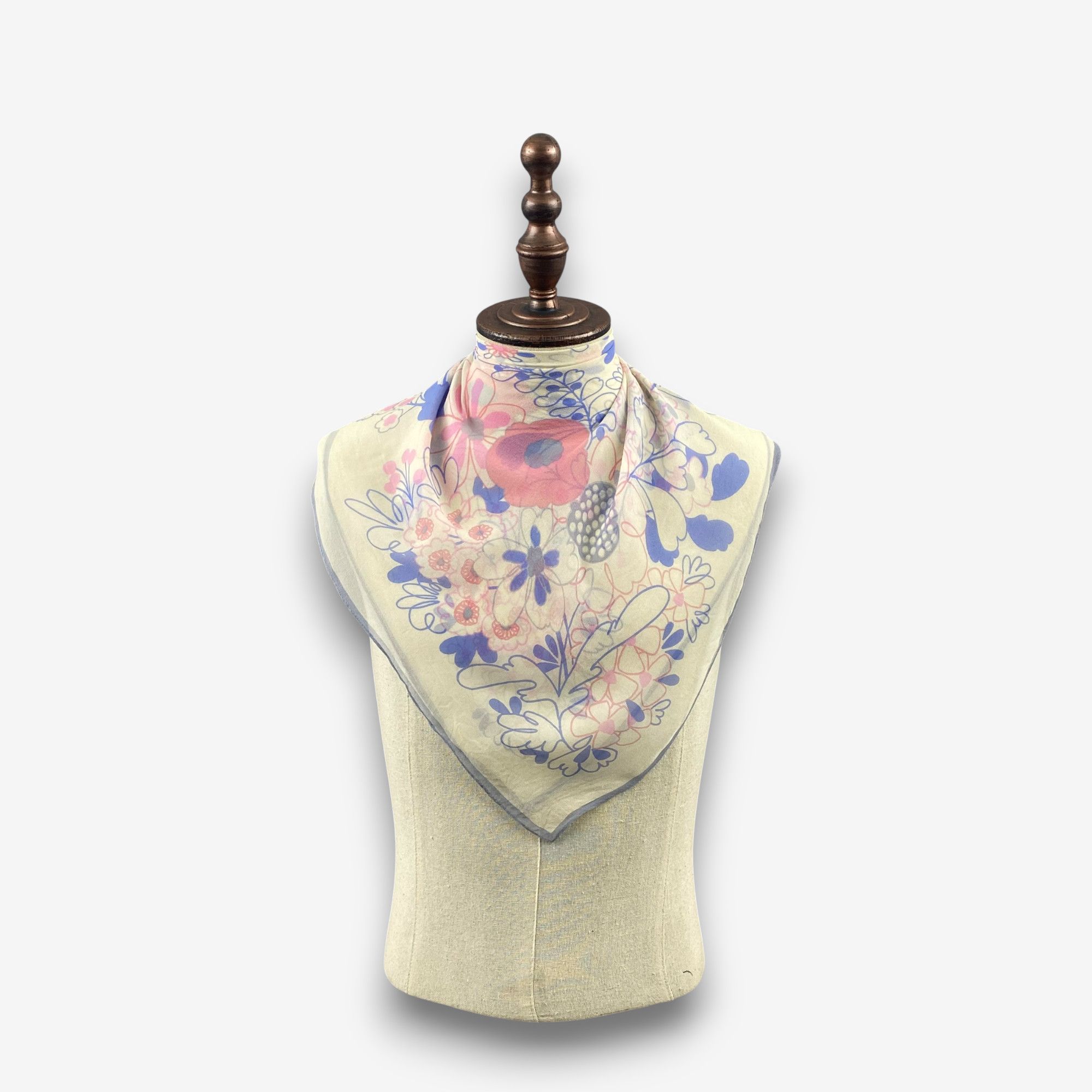 Japanese Brand Vintage Flower Bloom SILK Scarf Twill Stole Wraps Scarves Size ONE SIZE - 1 Thumbnail