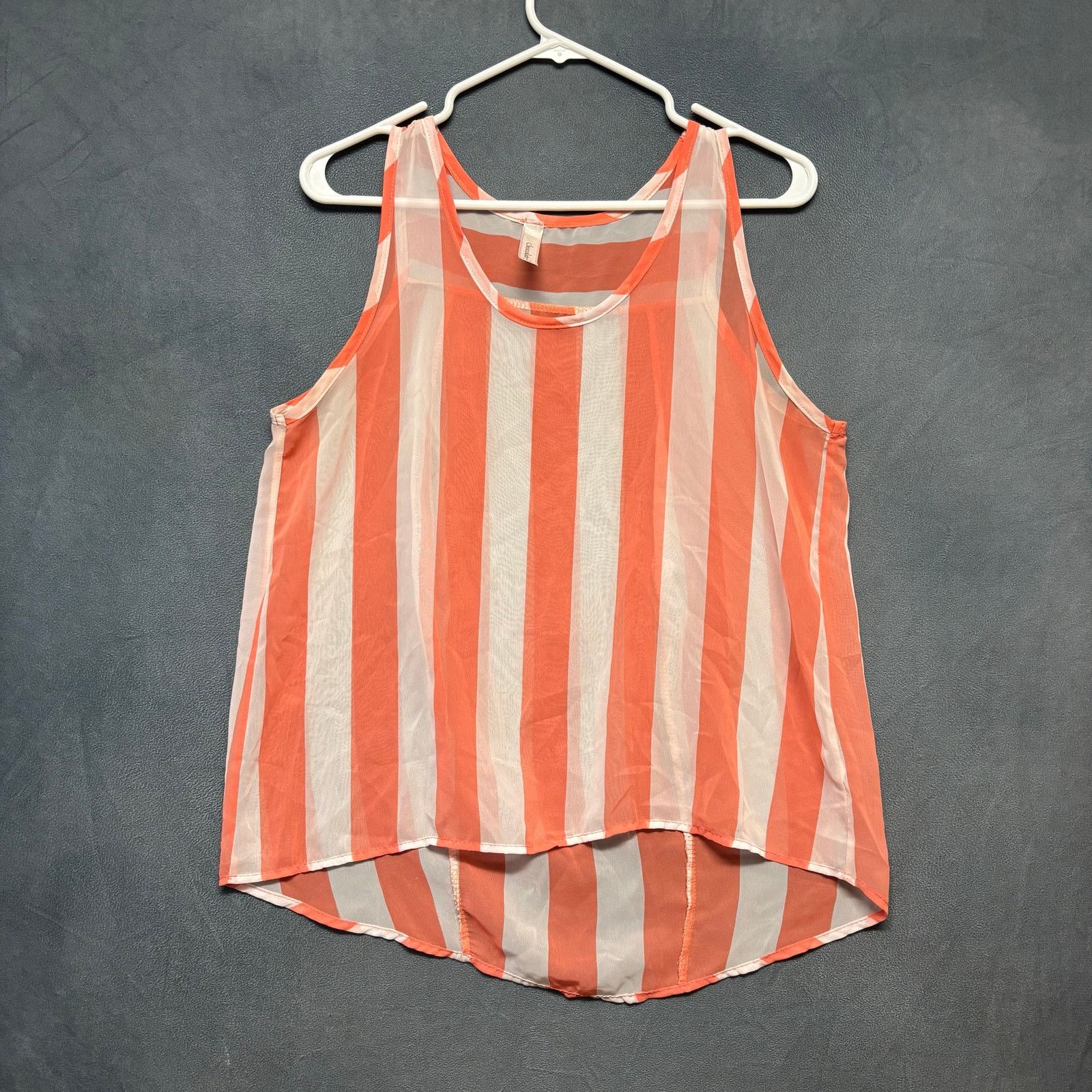 Chocolate Chocolate USA Sheer Stripe Sleeveless Button Front Top Large Size L / US 10 / IT 46 - 1 Thumbnail