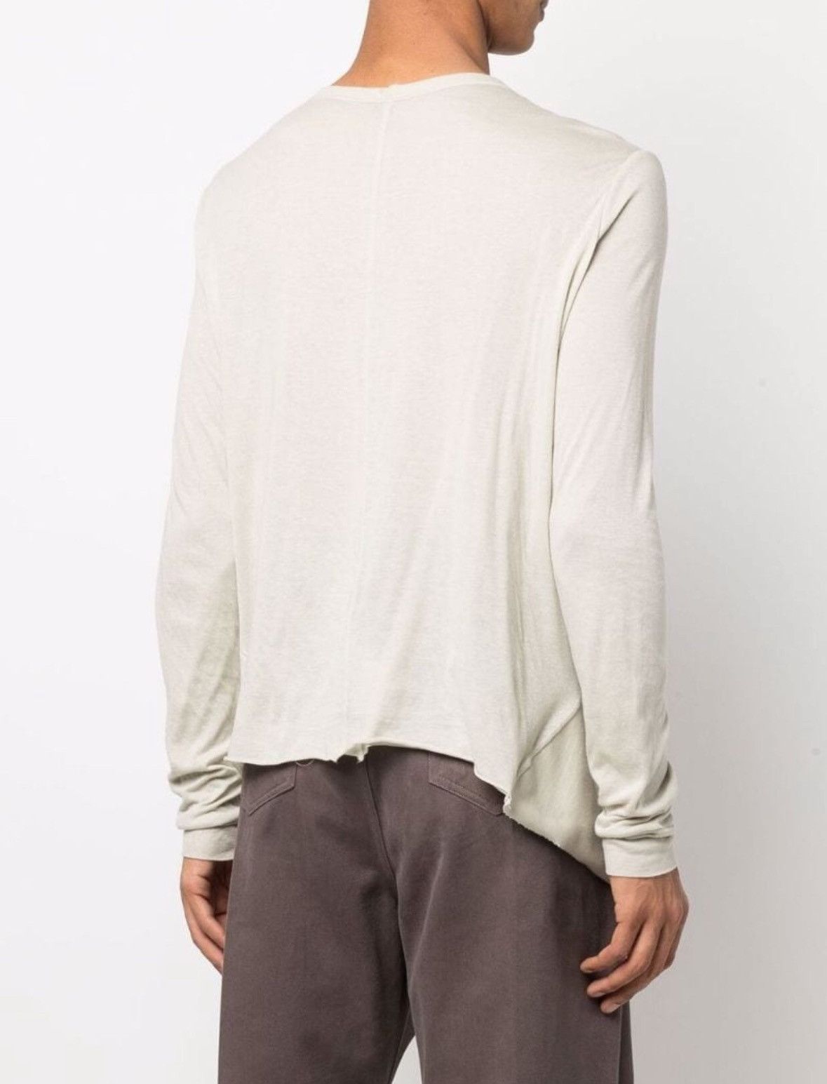 image of Rick Owens Inhuman Draped Long-Sleeve Top in Oyster Pearl, Men's (Size Medium)