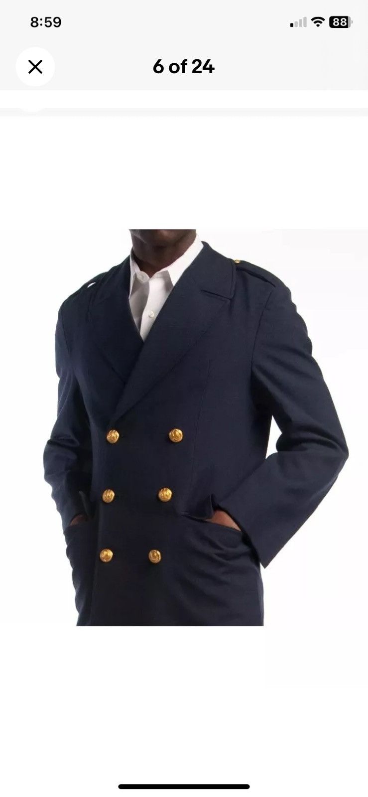 Vintage 1960's French Military Blue Coat Gabardine Airforce 96X Size US M / EU 48-50 / 2 - 6 Thumbnail
