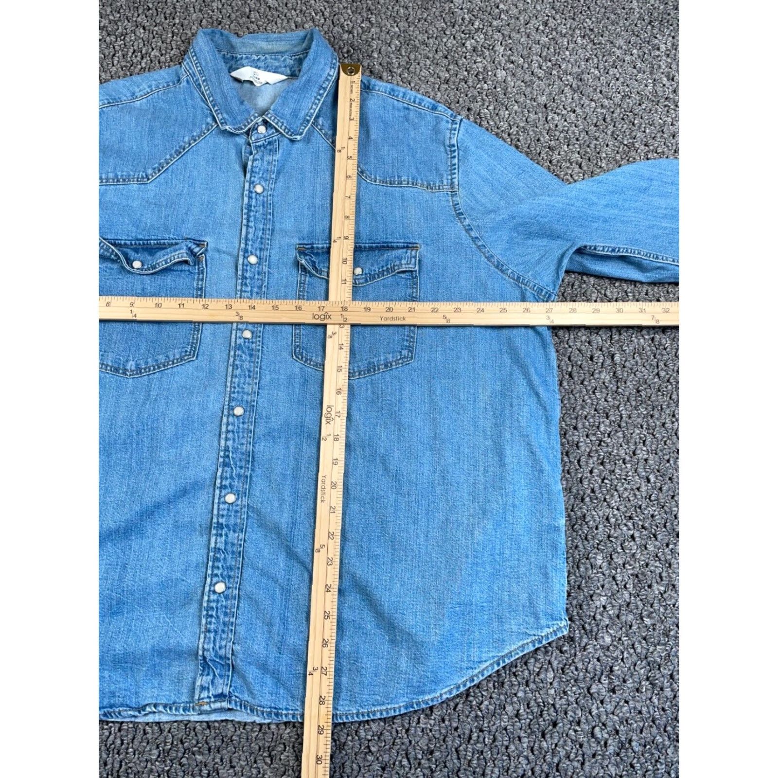 H&M H&M Shirt Denim Pearl Snap Western Cowboy Grunge Casual Workwear Blue XL Mens Size US XL / EU 56 / 4 - 5 Thumbnail