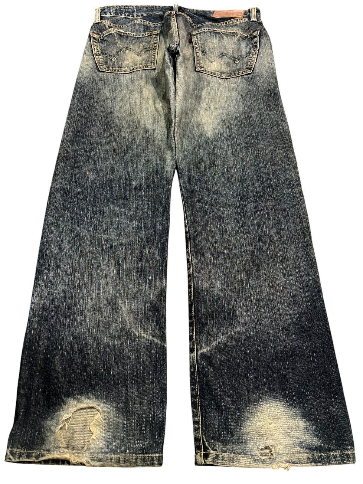 Edwin × Japanese Brand 90s Vtg Edwin 503RV Distressed Faded Straight Cut Jeans Size US 36 / EU 52 - 2 Thumbnail