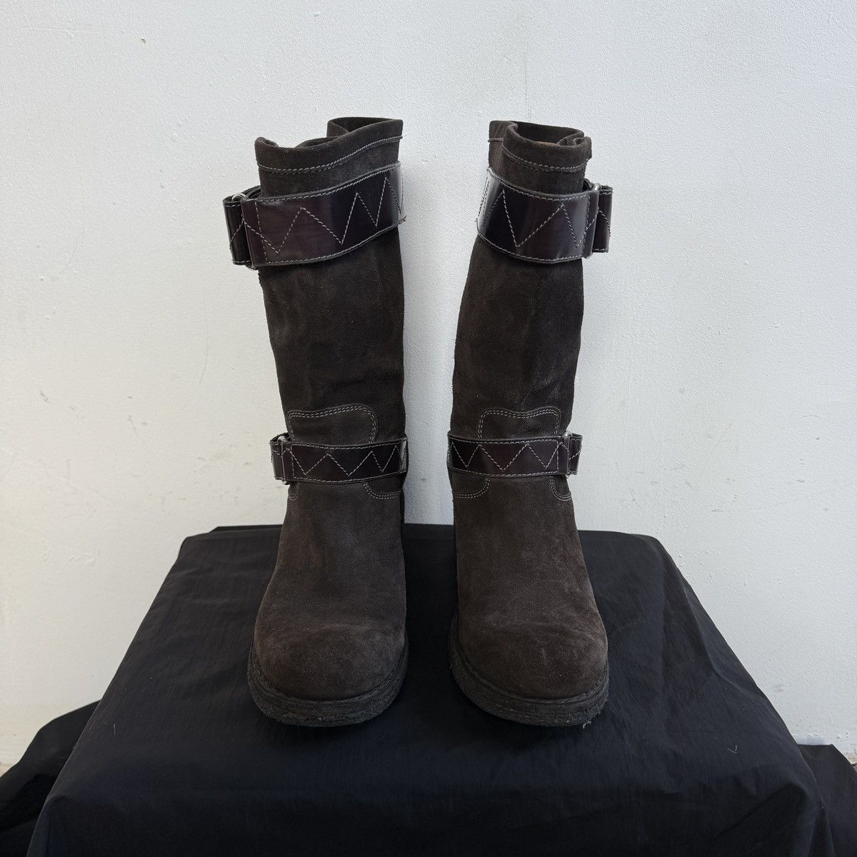 If Six Was Nine Vintage Western Suede Leather Boots With Straps Detail Size US 9 / IT 39 - 4 Thumbnail