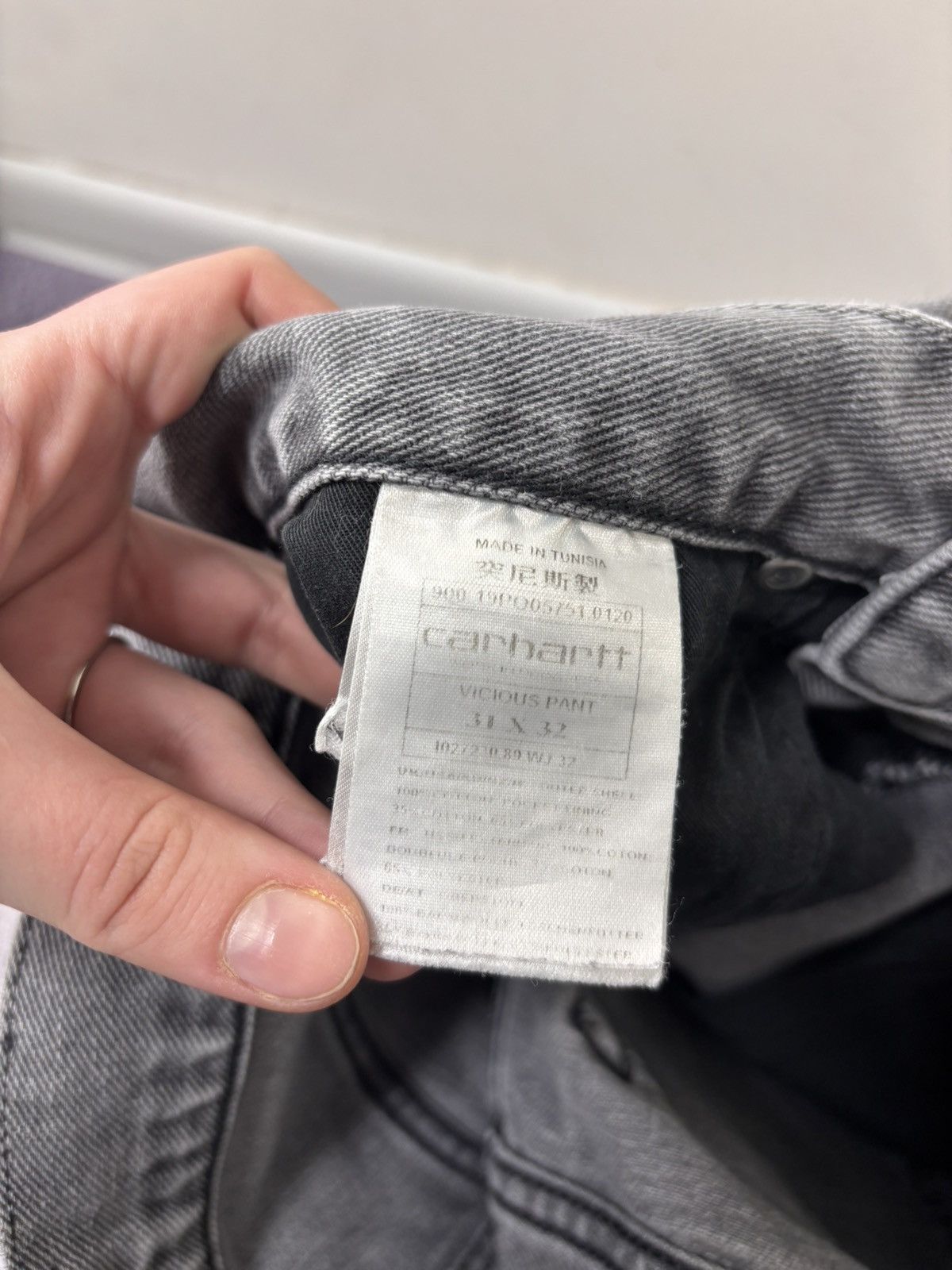 Carhartt Carhartt WIP Vicious Men’s Slim Straight Grey Pants Jeans Size US 31 - 10 Thumbnail