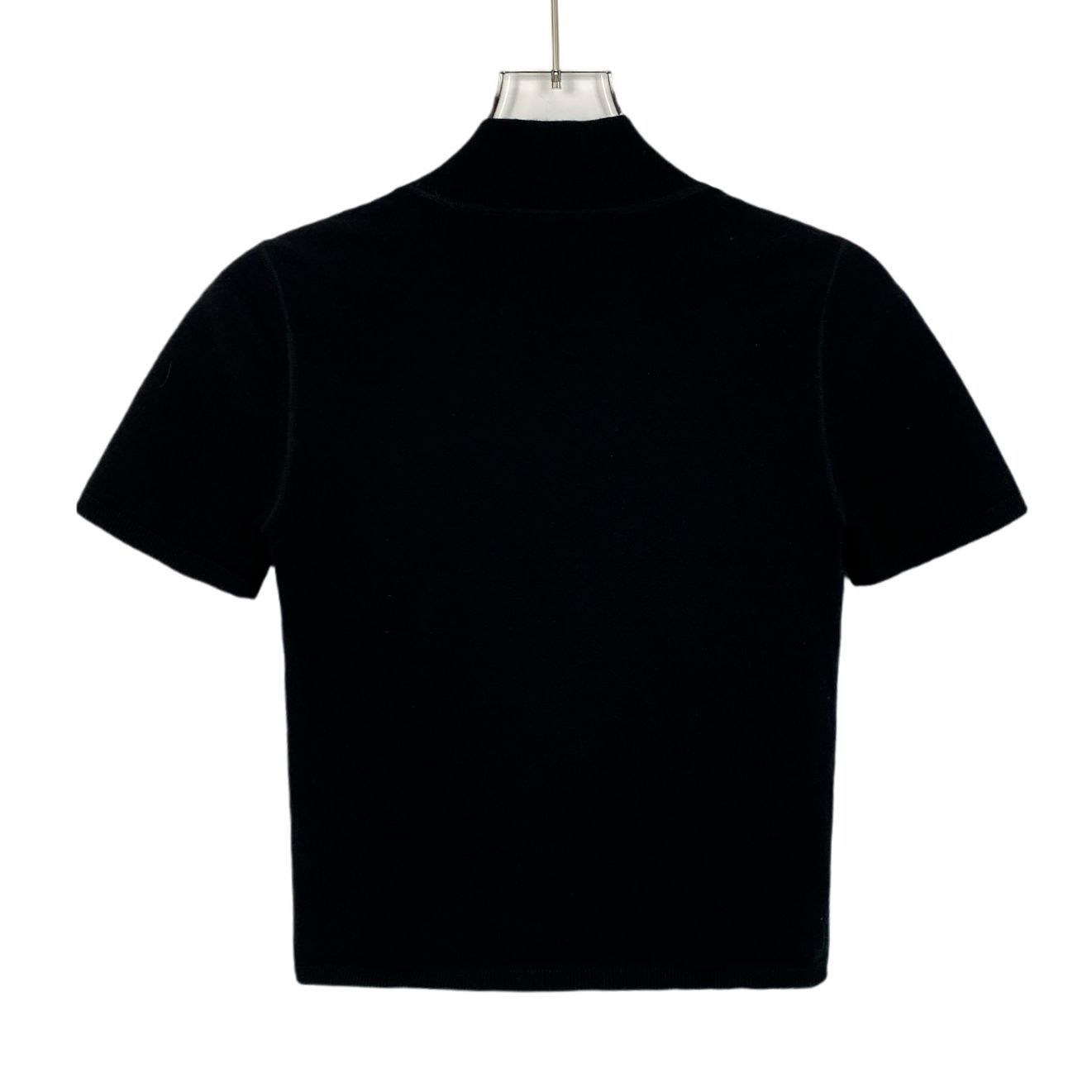 Alexander Wang Alexander Wang Black Mock Neck Short Sleeve Ribbed Knit Top Size XS / US 0-2 / IT 36-38 - 2 Thumbnail