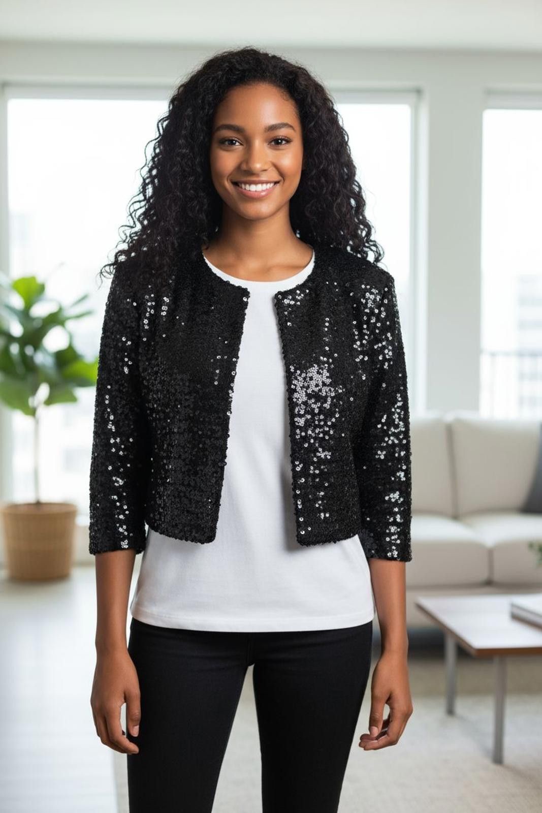 Designer Vintage Parade New York Sequined Bolero 3/4 Sleeves Size XL / US 12-14 / IT 48-50 - 2 Thumbnail