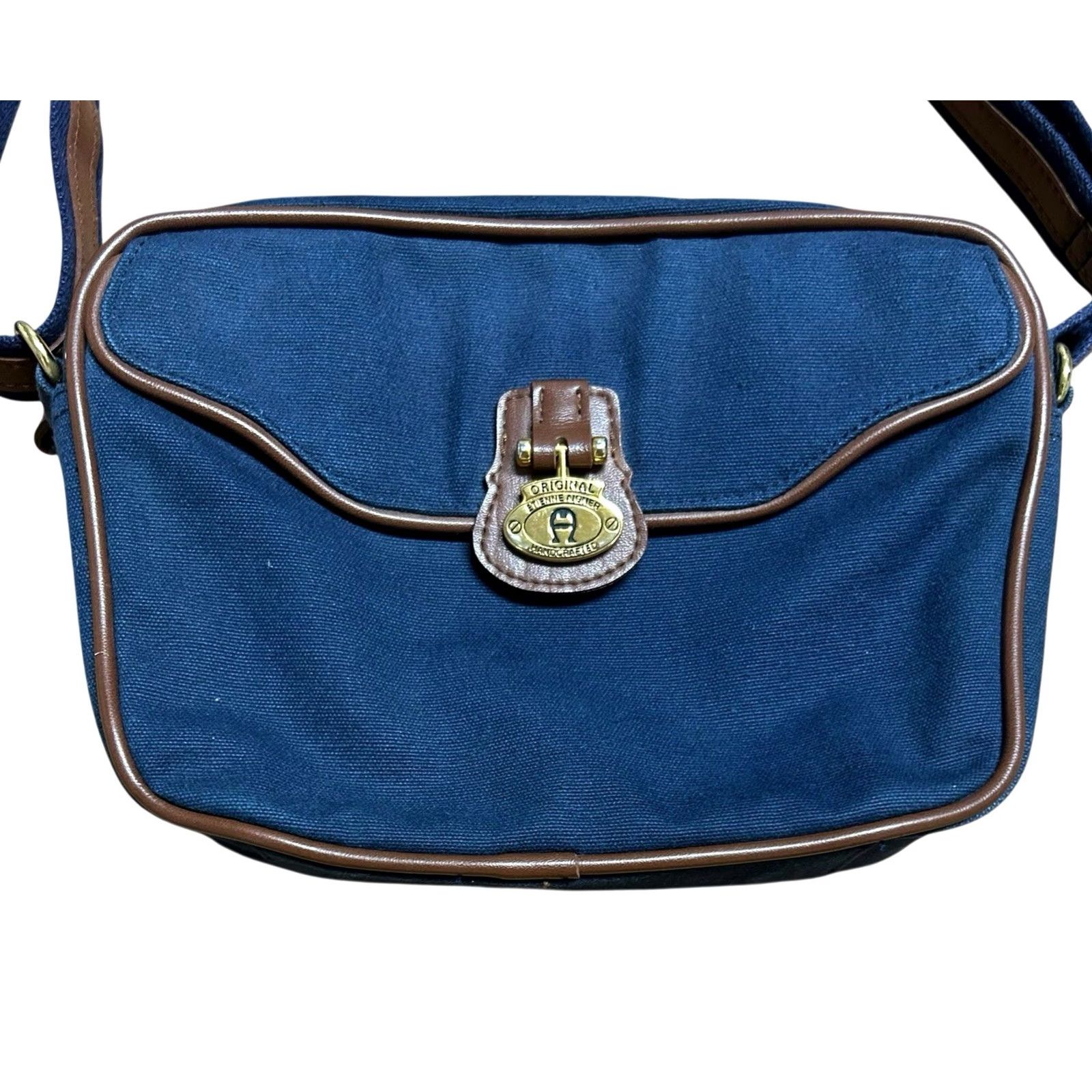 Etienne Aigner Etienne Aigner Vintage Navy Blue Canvas Crossbody Purse Shoulder Bag Women’s Women’s Crossbody Bag Navy Blue Canvas Size ONE SIZE - 2 Thumbnail