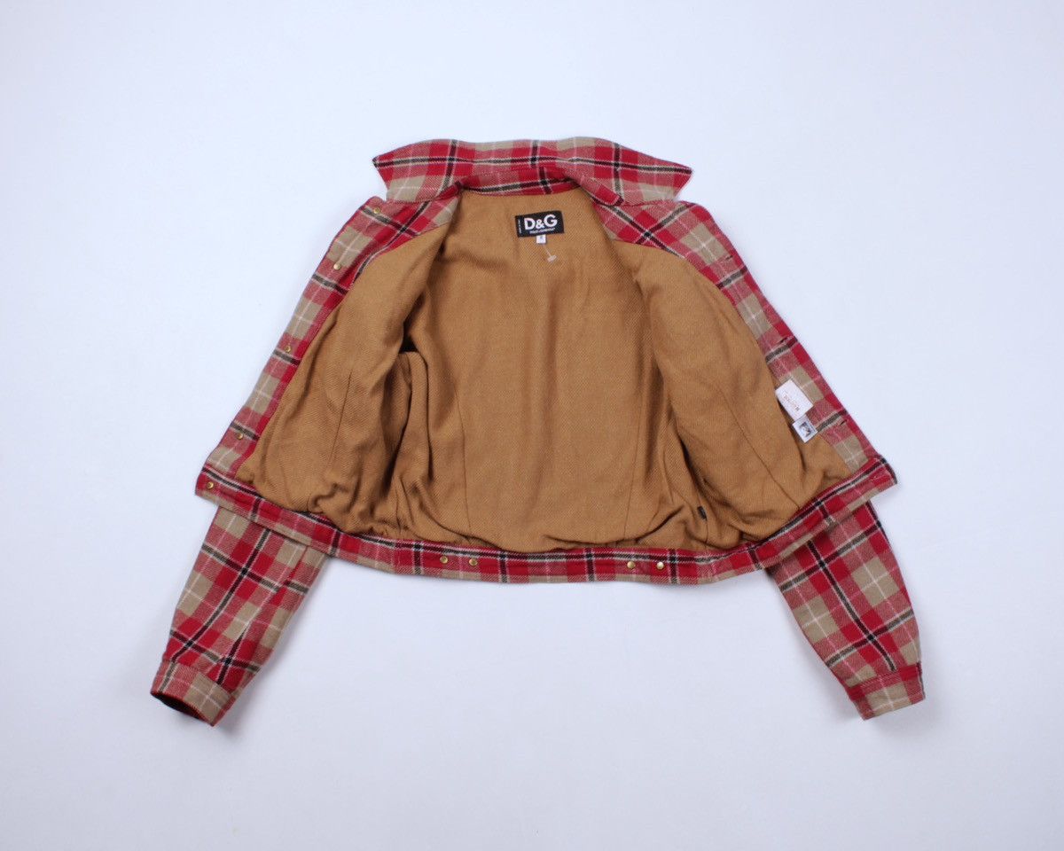 Designer × Dolce & Gabbana × Vintage DOLCE GABBANA Vintage Wool Plaid Check Cropped Button Jacket Size S / US 4 / IT 40 - 12 Thumbnail