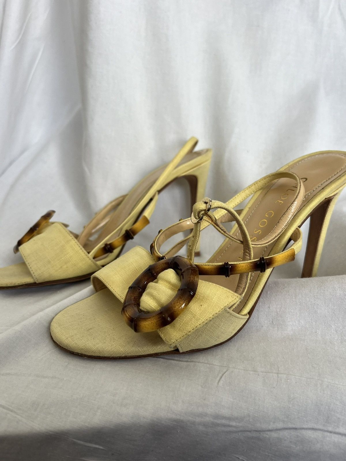 Vintage Chloe gosselin yellow bamboo heels Size US 5.5 / IT 35.5 - 2 Thumbnail
