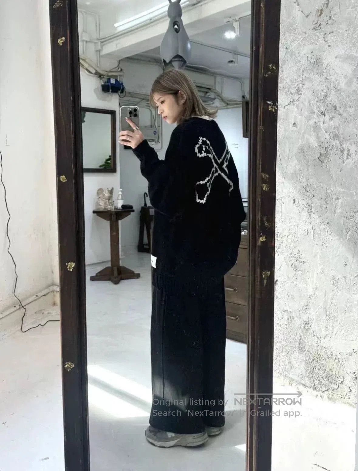 WTAPS Black Acrylic Sweater with Design.