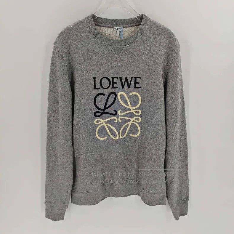 Loewe Loewe Gray Letter Embroidered Round Neck Sweatshirt Size L / US 10 / IT 46 - 1 Thumbnail