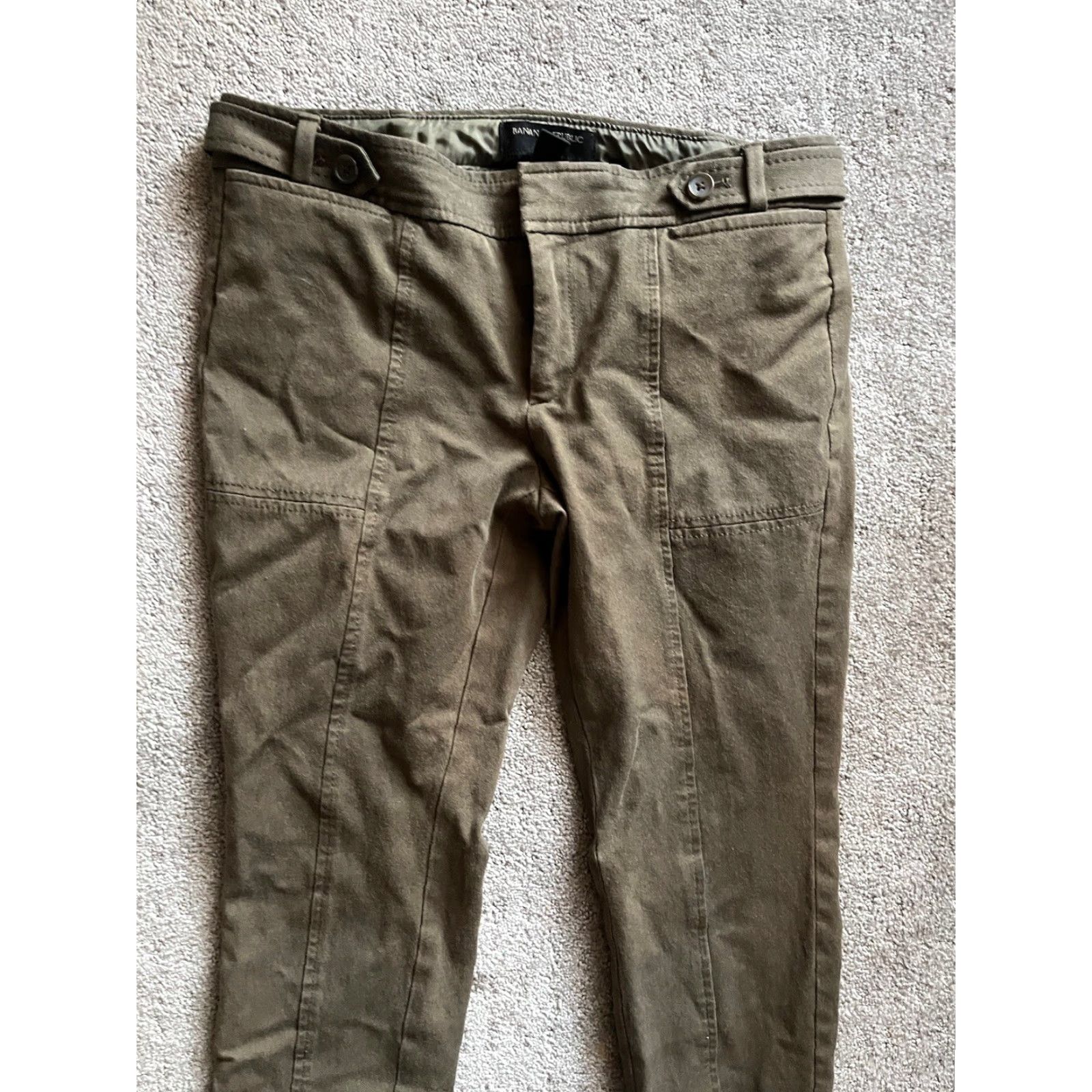 Banana Republic VINTAGE Banana Republic Sloan Slim Fit Green Solid Ankle Pants Womens Petite Size 4P Cropped Slimming Clothing Size 27" / US 4 / IT 40 - 4 Thumbnail