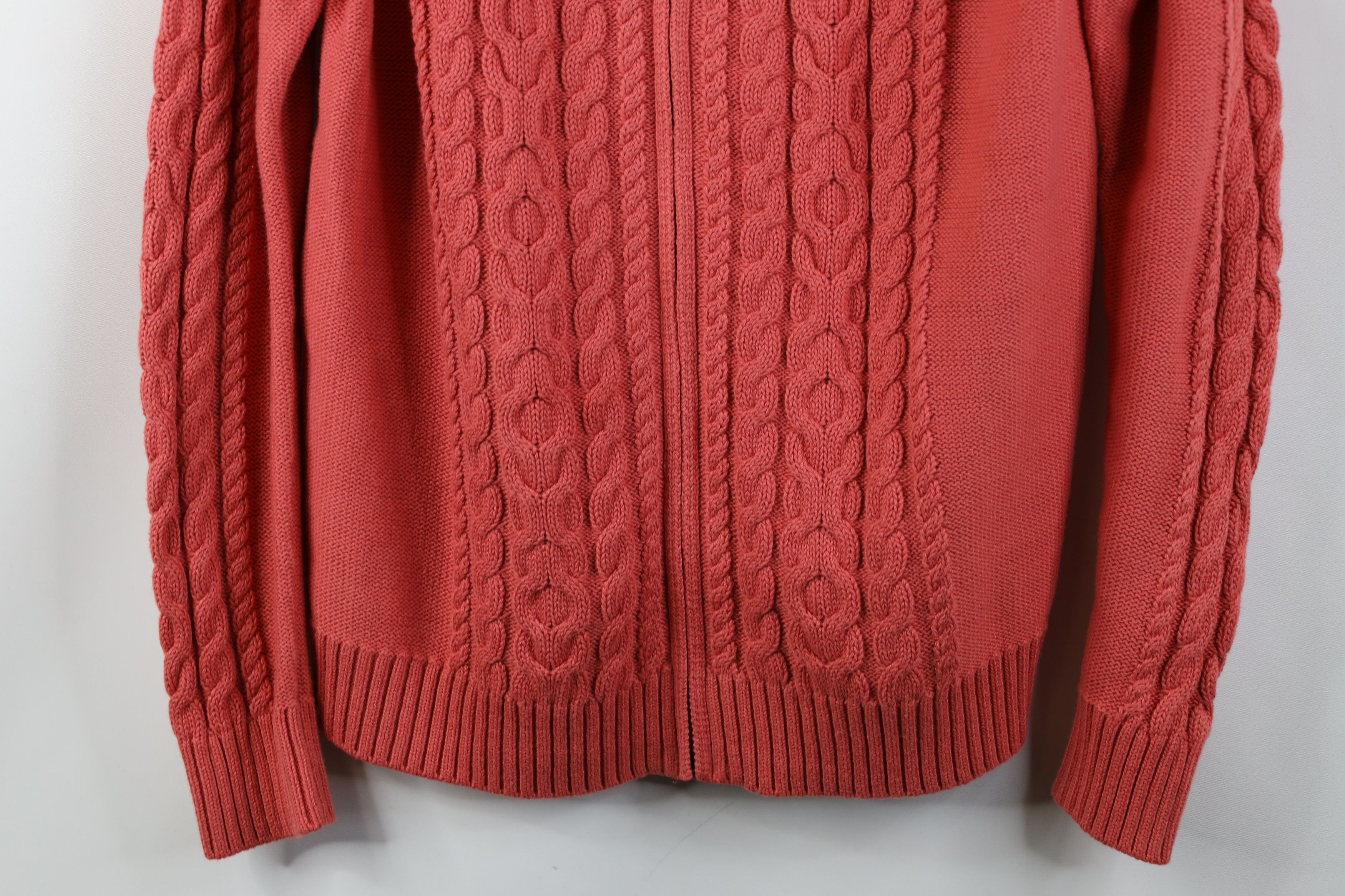L.L. Bean Vintage Y2K LL Bean Knit Fisherman Zip Sweater Salmon Pink Size L / US 10 / IT 46 - 3 Thumbnail