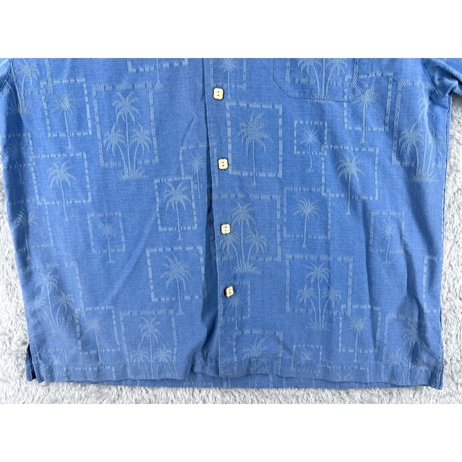 Vintage Jamaica Jaxx Shirt Men Large Blue Palm Tile Button Up Pocket Hawaiian 100% Silk Size US L / EU 52-54 / 3 - 5 Thumbnail