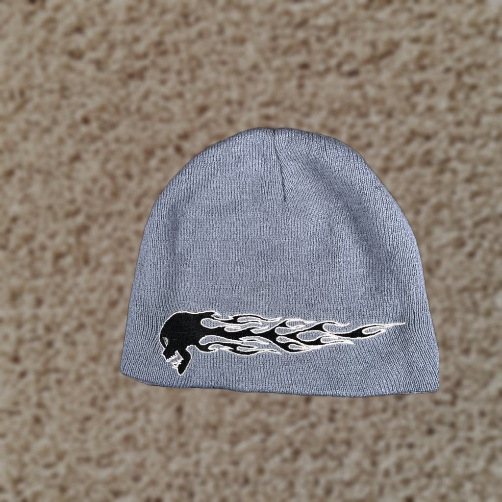 Goorin Bros. Goorin Bros Skull Flames Beanie Adult One Size Gray Knit Acrylic Hat Men Women Skull Theme Beanie Size ONE SIZE - 1 Thumbnail