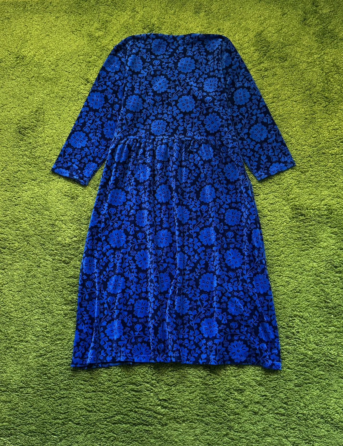 Designer Gudrun Sjoden avant garde floral pattern velour dress Size L / US 10 / IT 46 - 2 Thumbnail
