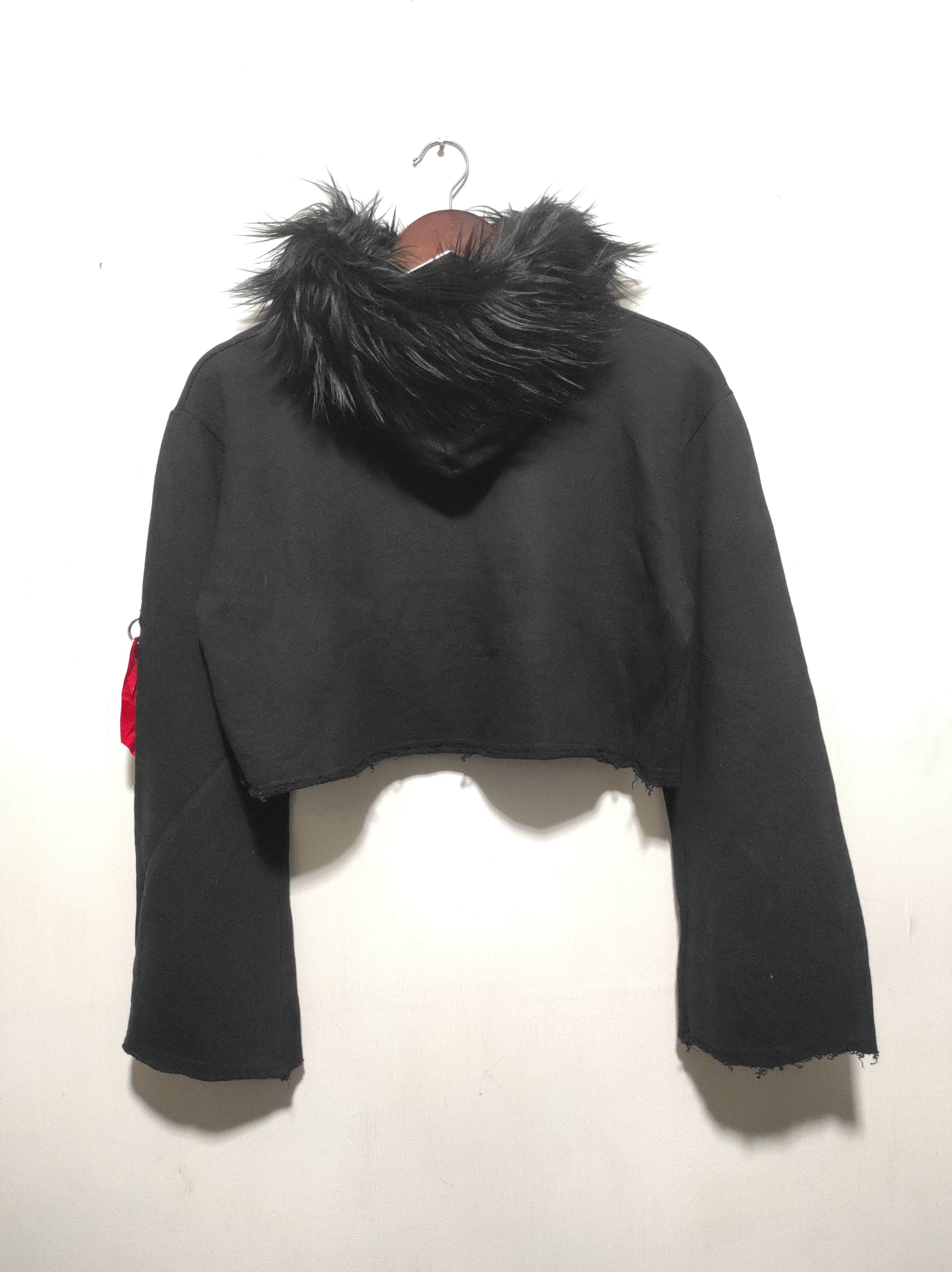 Hysteric Glamour Peace Crop Black Fur Hoodie Parka IfSixWasNine LGB style Size M / US 6-8 / IT 42-44 - 16 Thumbnail