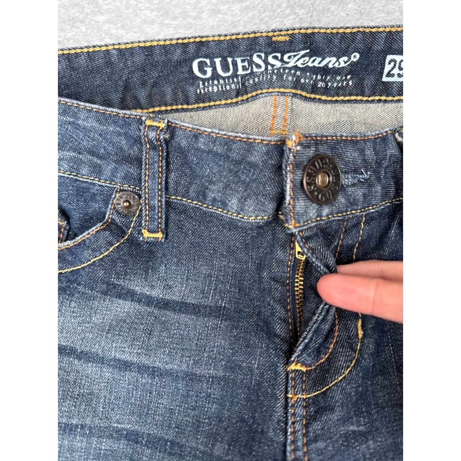 Guess GUESS Jeans Women 29 Blue Denim Capri Crop Low Rise Dark Cotton Blend 32x22 Jeans Size 29" - 5 Thumbnail