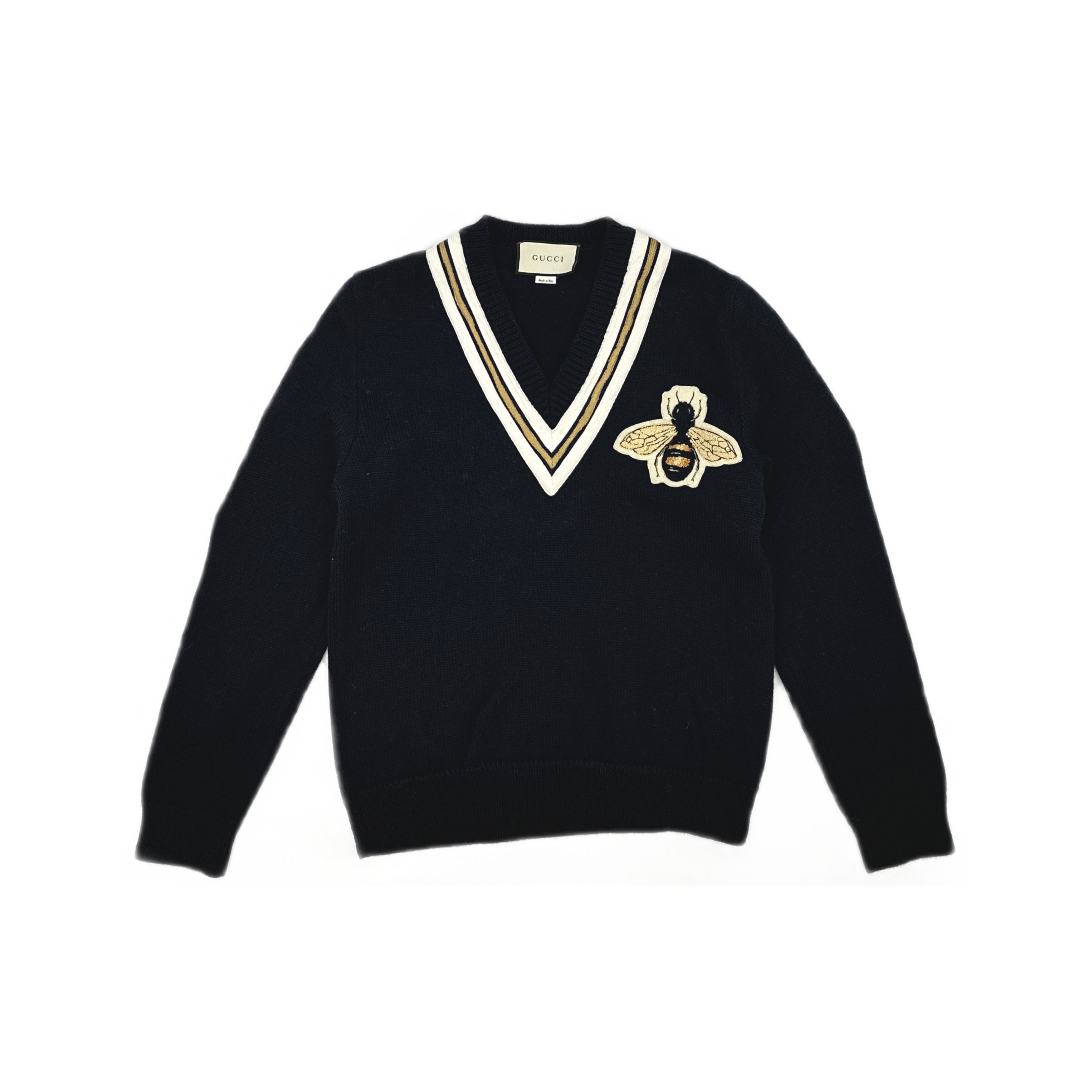 Gucci Gucci Bee Embroidery V-Neck Sweater Size S Size US S / EU 44-46 / 1 - 1 Thumbnail