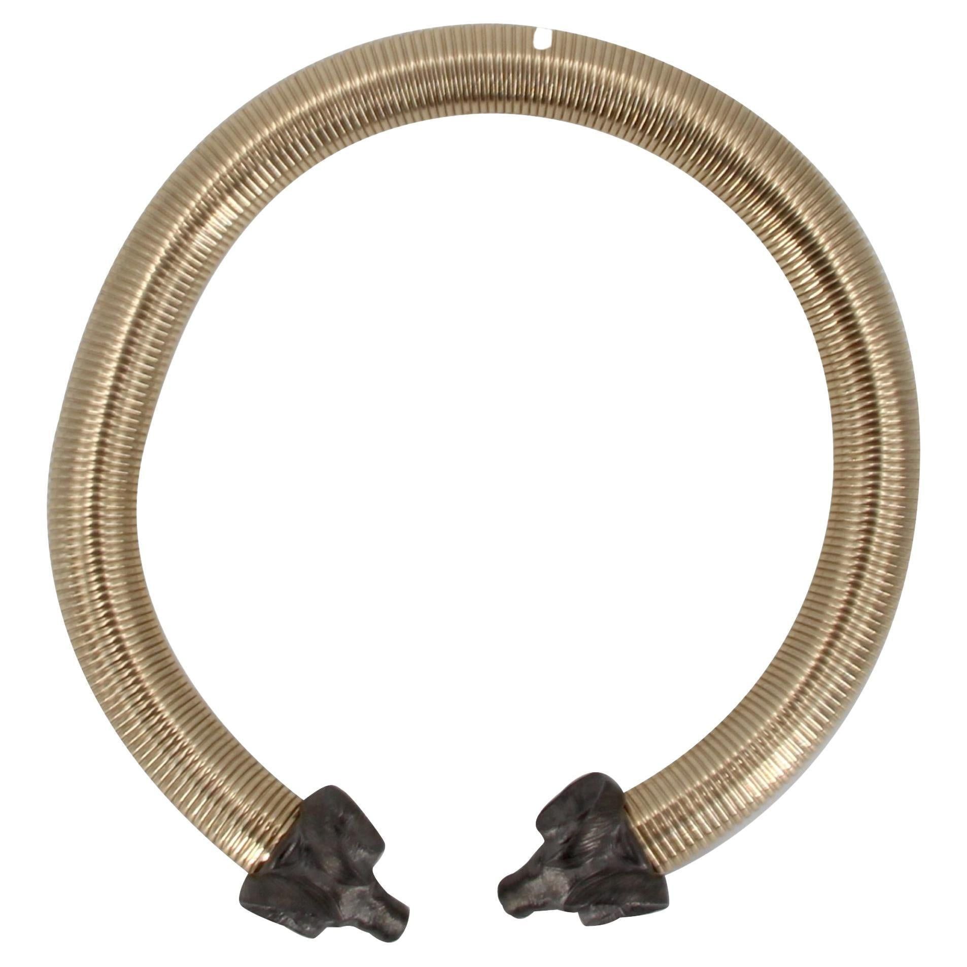 image of Vintage Modern Ram Tubogas Vermeil Necklace in Silver, Women's