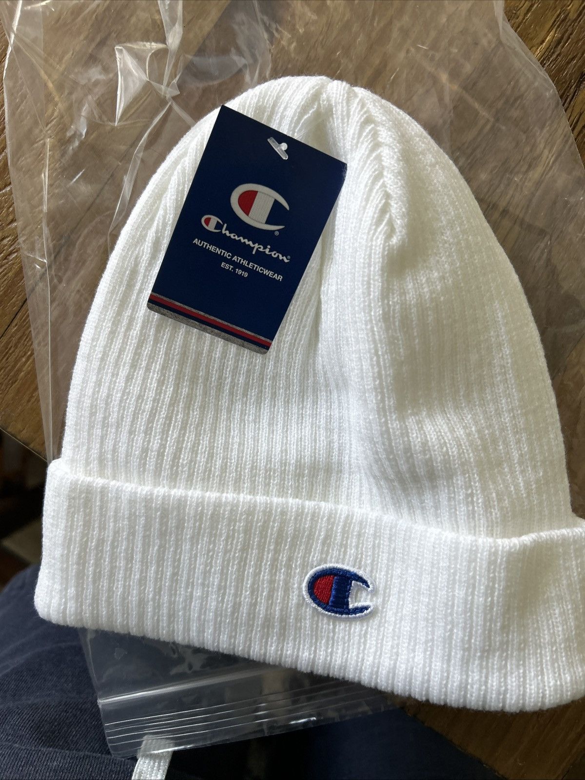 Champion Champion Ribbed Knit Cap One Size White Size ONE SIZE - 1 Thumbnail