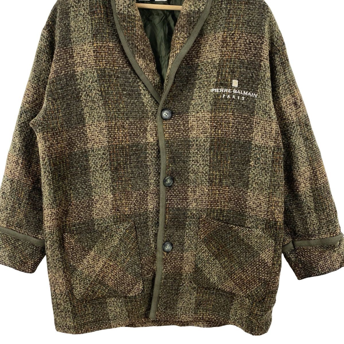 Pierre Balmain Vintage PIERRE BALMAIN Paris Plaid Coat Jacket Shawl Collar Size L / US 10 / IT 46 - 5 Thumbnail