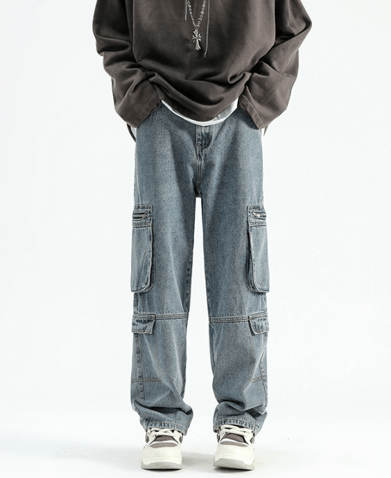 Japanese Brand Men's functional straight loose cargo jeans y2k Size US 32 / EU 48 - 1 Thumbnail