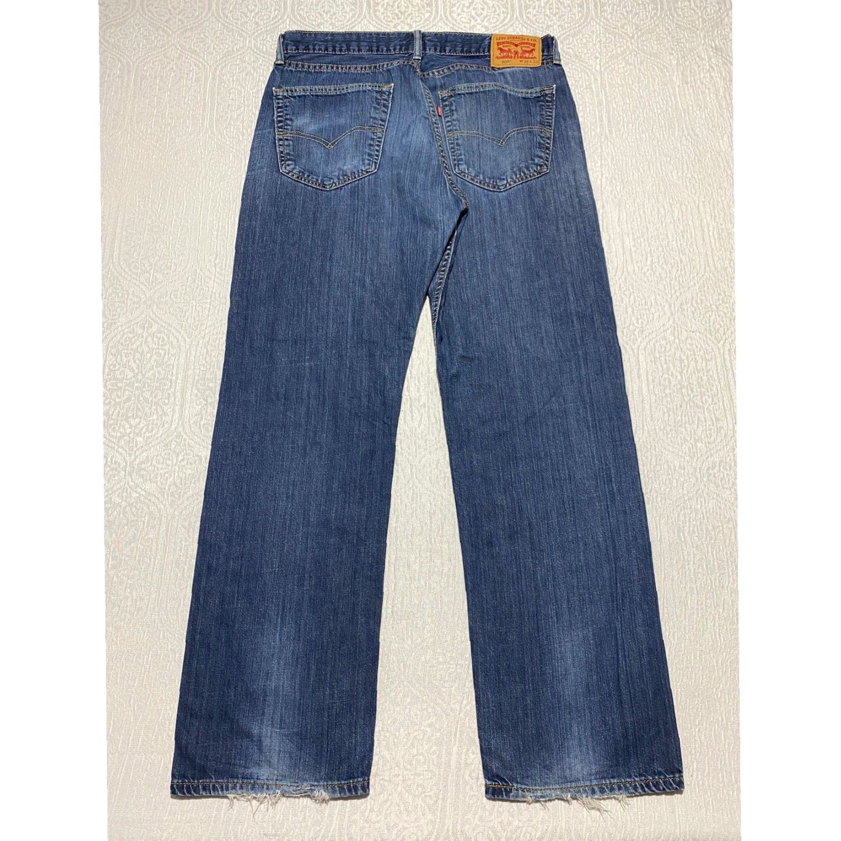 Levi's Levi's 505 Regular Fit Jeans Men 36x32 Blue Denim Pants Straight 5-Pocket Medium Wash Cotton Jeans Mens Regular Fit Size US 36 / EU 52 - 4 Thumbnail