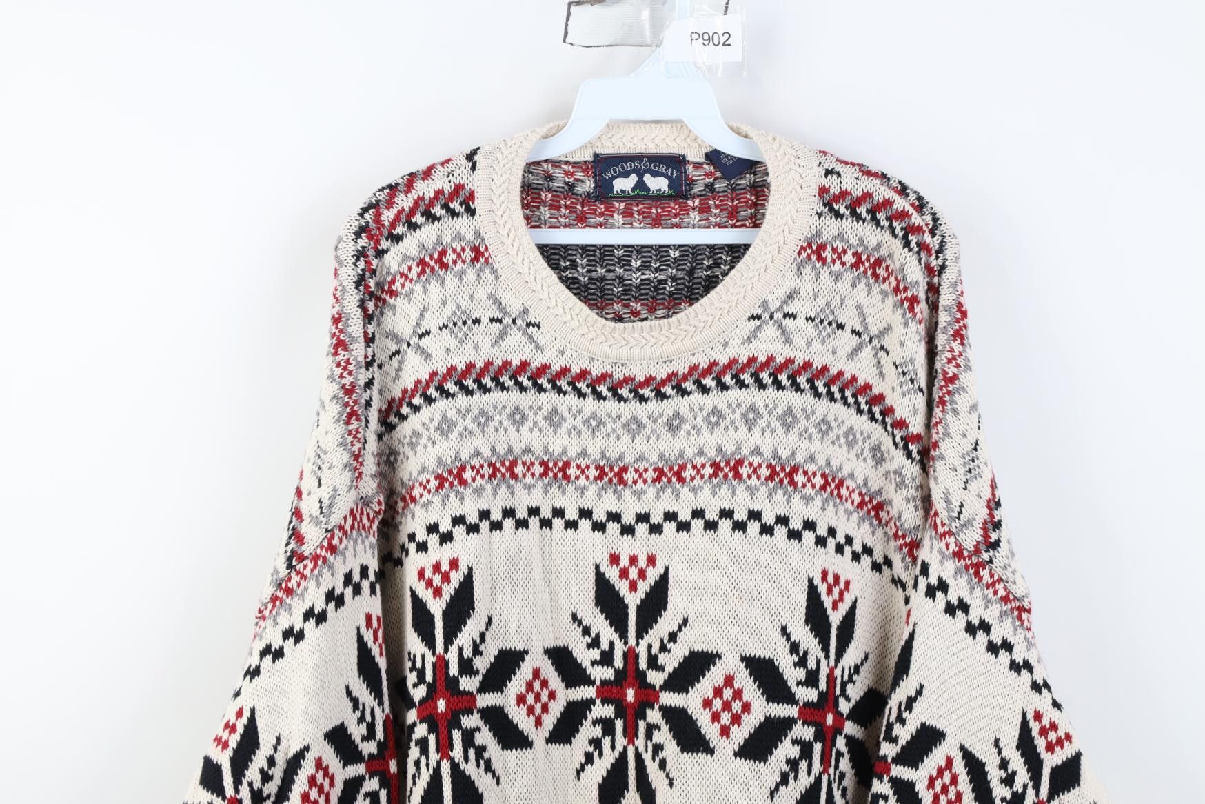 Vintage Vintage 90s Streetwear Knit Fair Isle Snowflake Sweater Size US XL / EU 56 / 4 - 2 Thumbnail