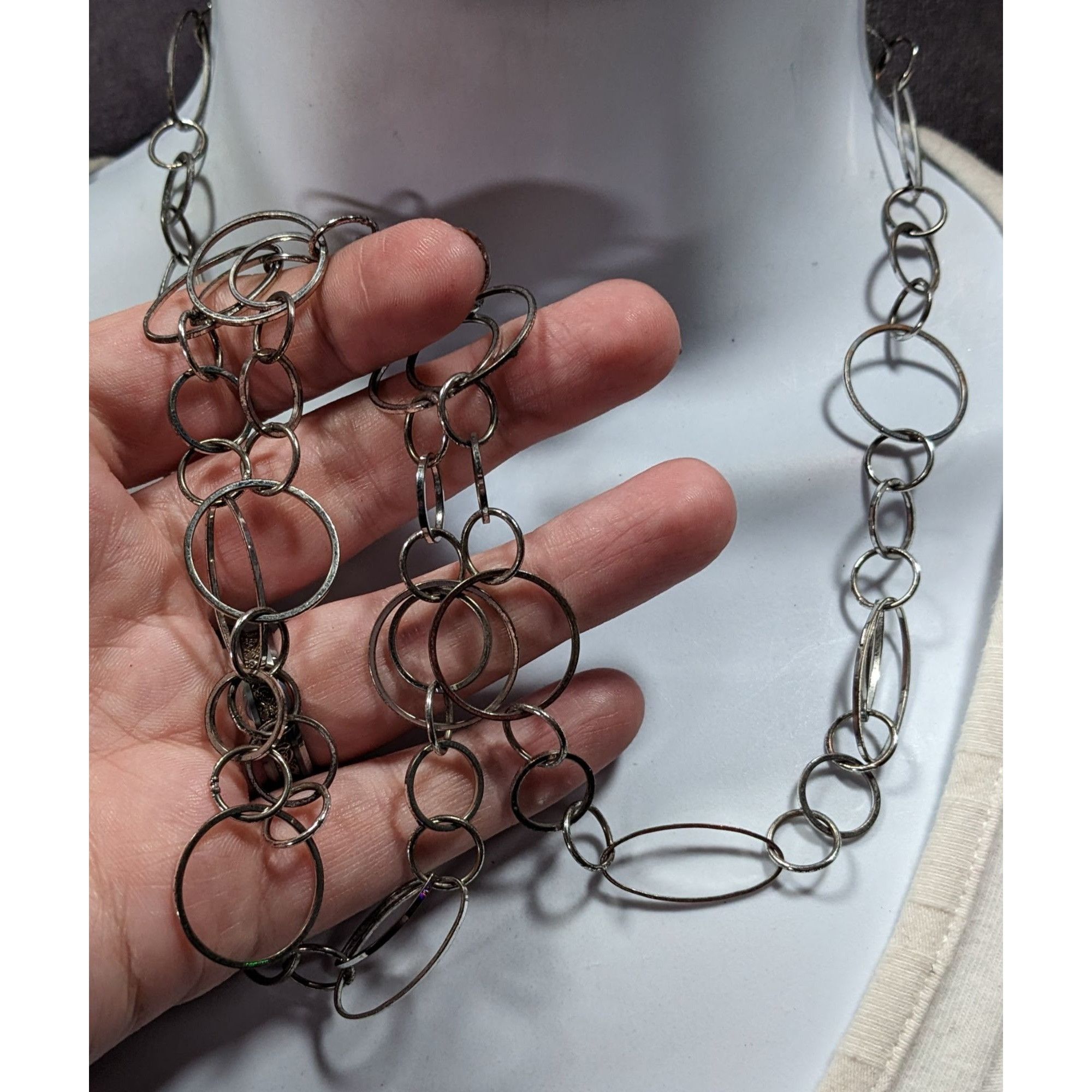 Other New York & Company Silver Tone Open Ring Chain Necklace Size ONE SIZE - 3 Thumbnail