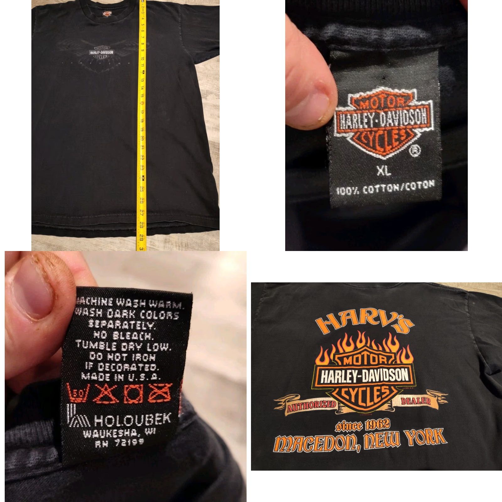 Harley Davidson VINTAGE 90s HARLEY DAVIDSON MOTORCYCLE T-Shirt XL Black Biker Macedonia Mens Size US XL / EU 56 / 4 - 8 Thumbnail