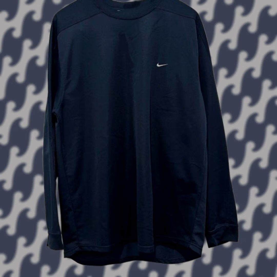 Nike VINTAGE Nike Long Sleeve Shirt Navy Blue Men's LG Size US XL / EU 56 / 4 - 1 Thumbnail