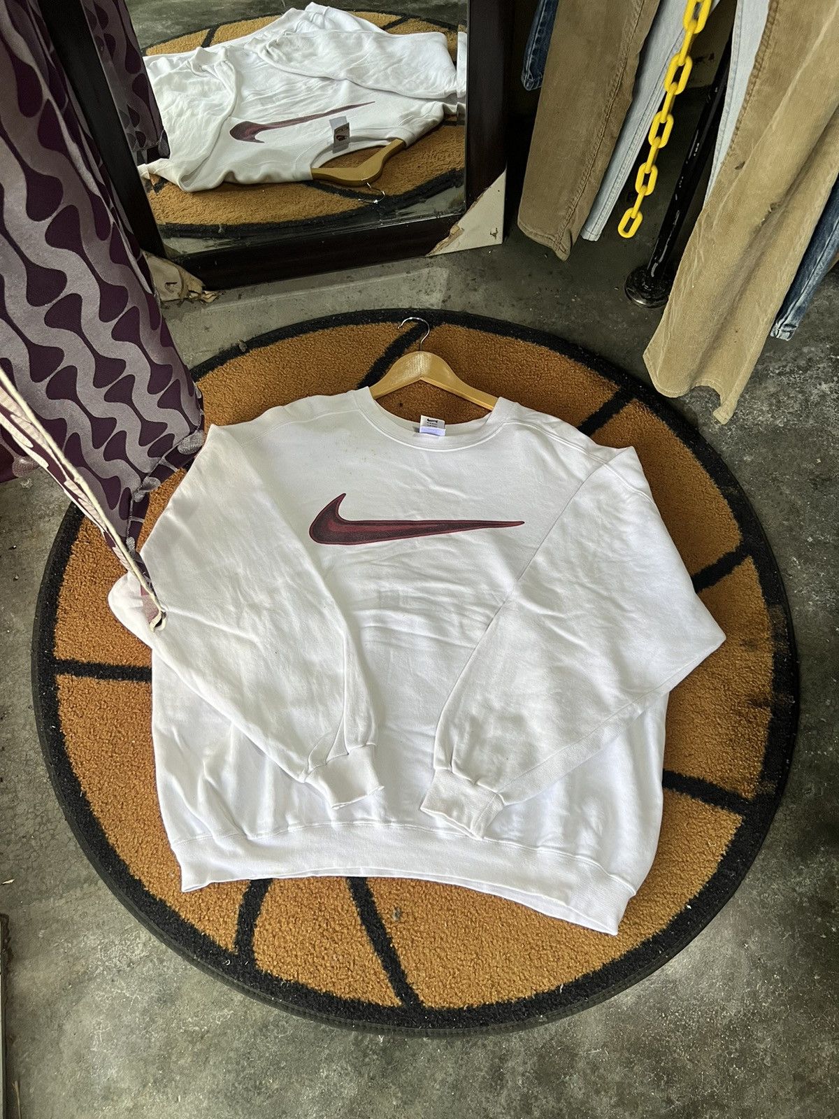 Nike 🔥Vintage Nike Big Swoosh Crewneck Sweatshirt Size US XXL / EU 58 / 5 - 1 Thumbnail