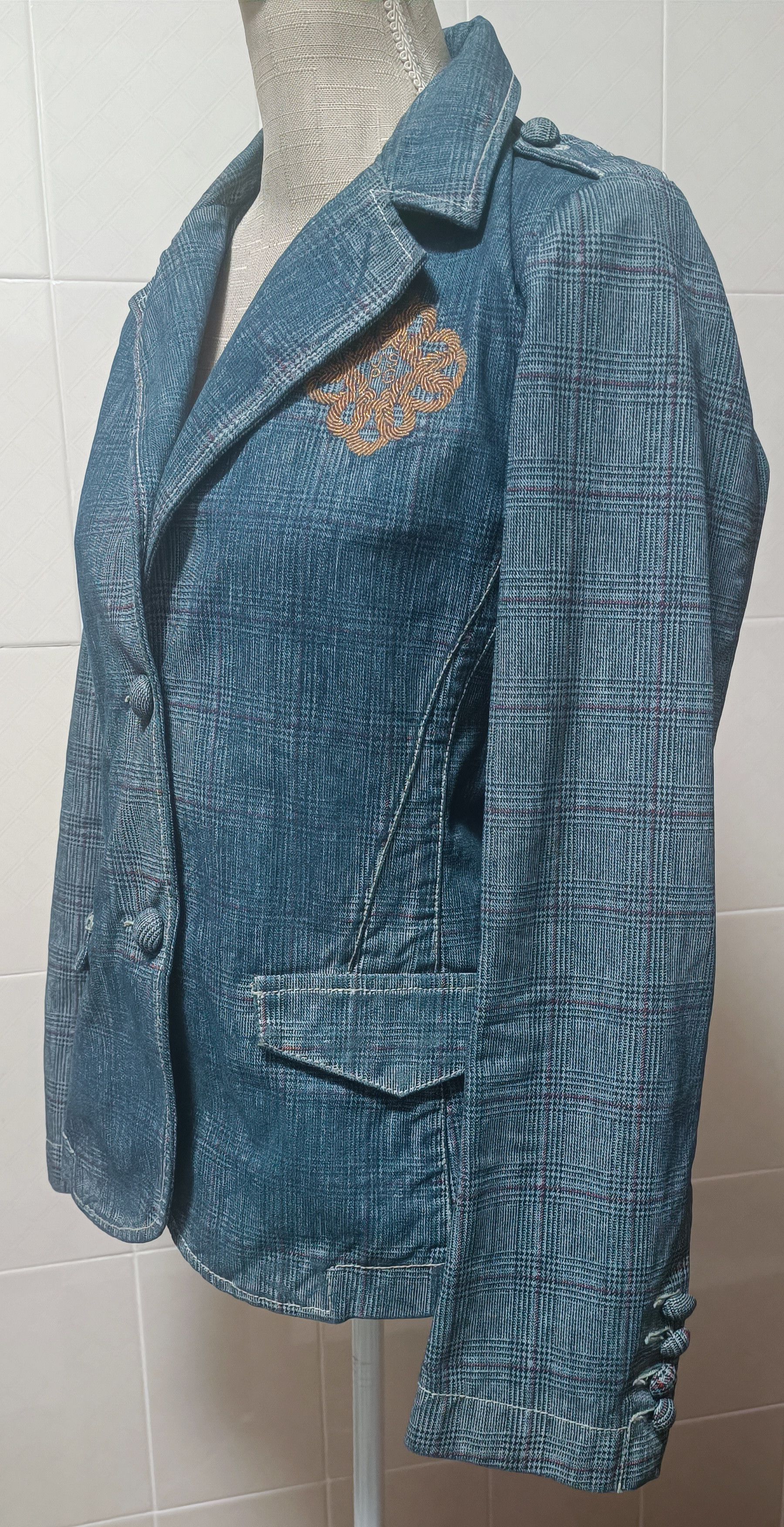 Jean Paul Gaultier Blue denim jacket with tartan print Size L / US 10 / IT 46 - 10 Thumbnail