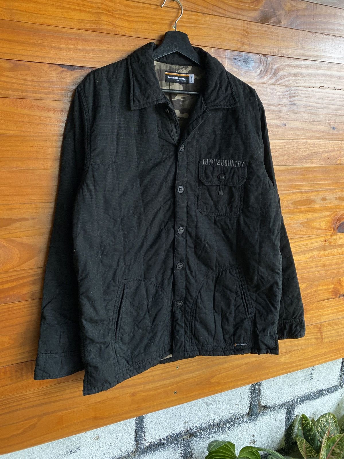 Vintage Town & Country Reversible Camouflage Jacket Black Surfwear Size US L / EU 52-54 / 3 - 5 Thumbnail