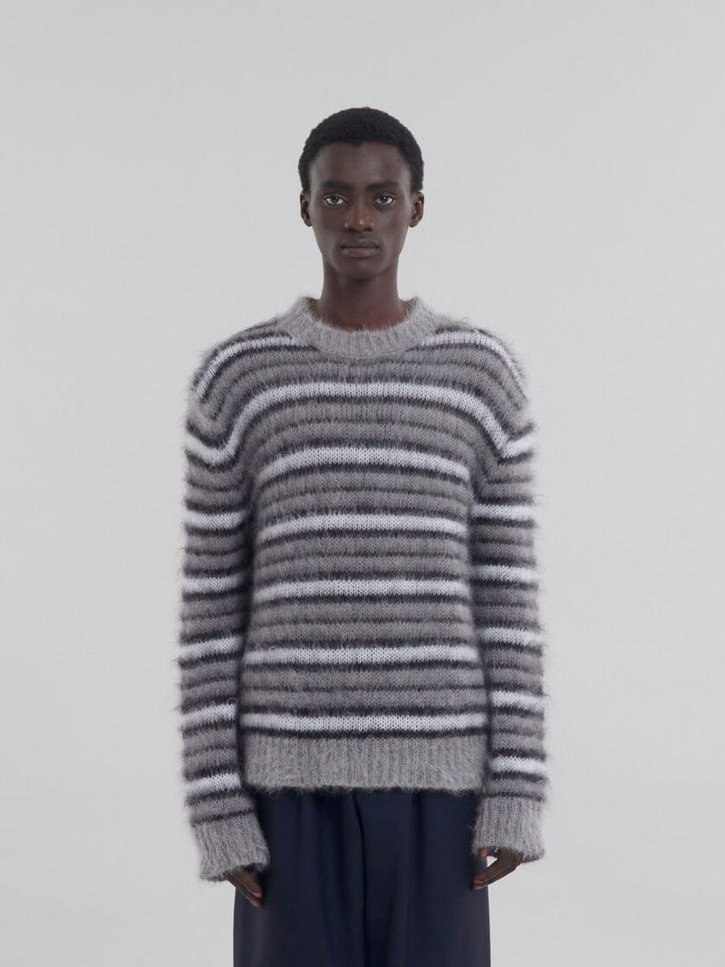 Marni o1w1db10526 Striped Mohair Jumper in Gray Size US L / EU 52-54 / 3 - 5 Thumbnail