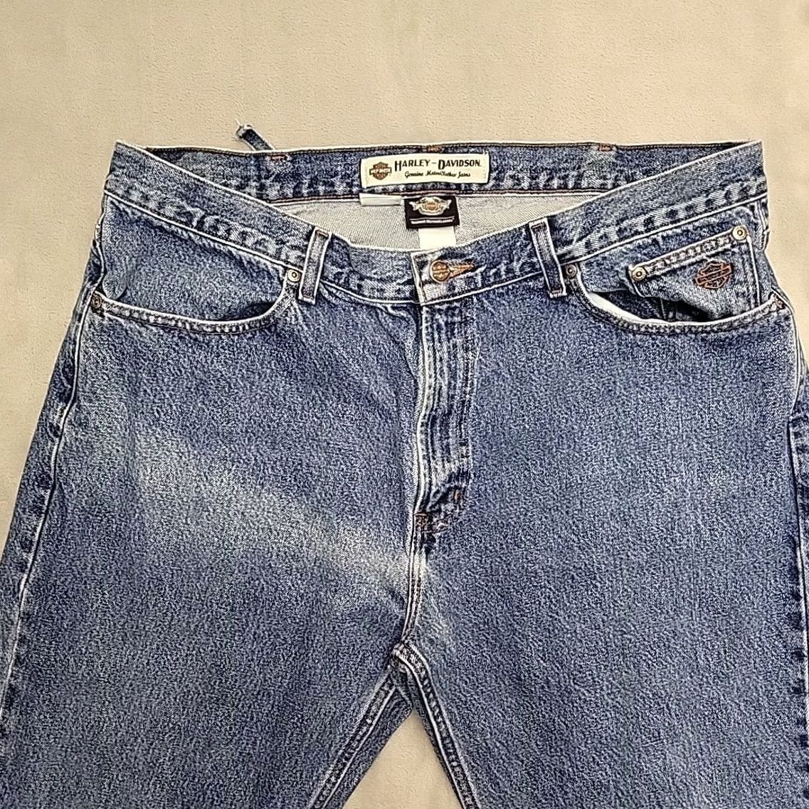Harley Davidson Harley-Davidson Jeans Men 40x30 Blue Denim Relaxed Fit Faded Work Casual Comfort Jeans Mens 40 Blue Denim 5-Pocket Design Belt Loops Denim Cotton Zip Size US 40 / EU 56 - 5 Thumbnail
