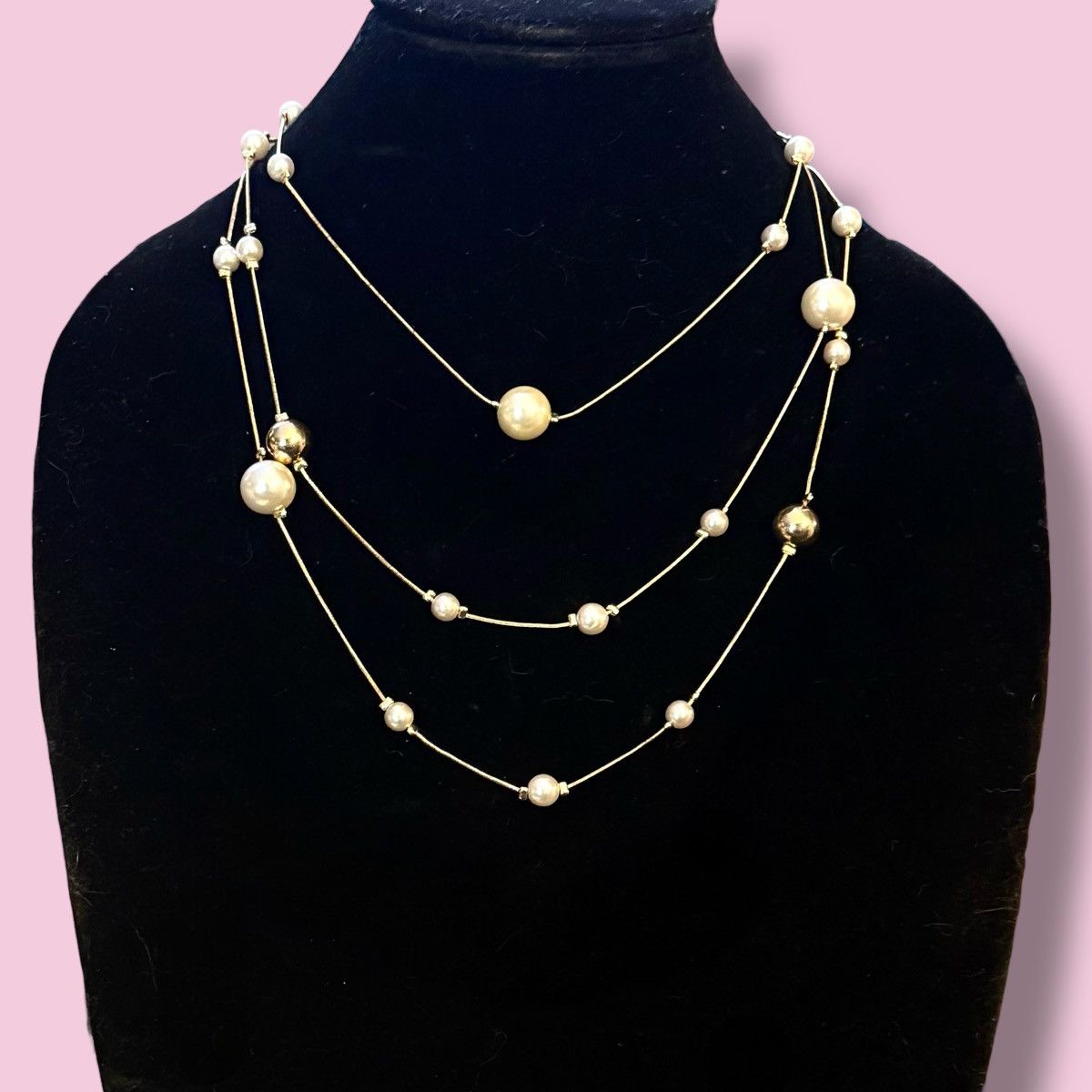Other Long gold tone station pearl and bead necklace Size ONE SIZE - 1 Thumbnail