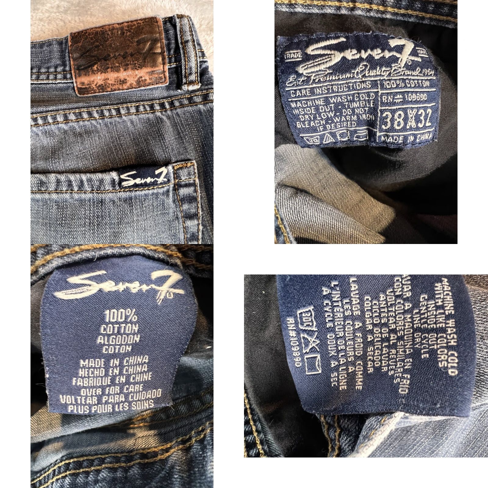 Vintage Seven7 Straight Jeans Mens 38X32 Blue Faded Embroidered Logo Y2K Vintage? No Size US 38 / EU 54 - 8 Thumbnail