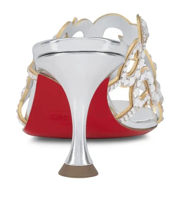 Christian Louboutin o1bcso1str0825 Octomule Embellished Mules 70 in Silver Size US 6 / IT 36 - 3 Thumbnail