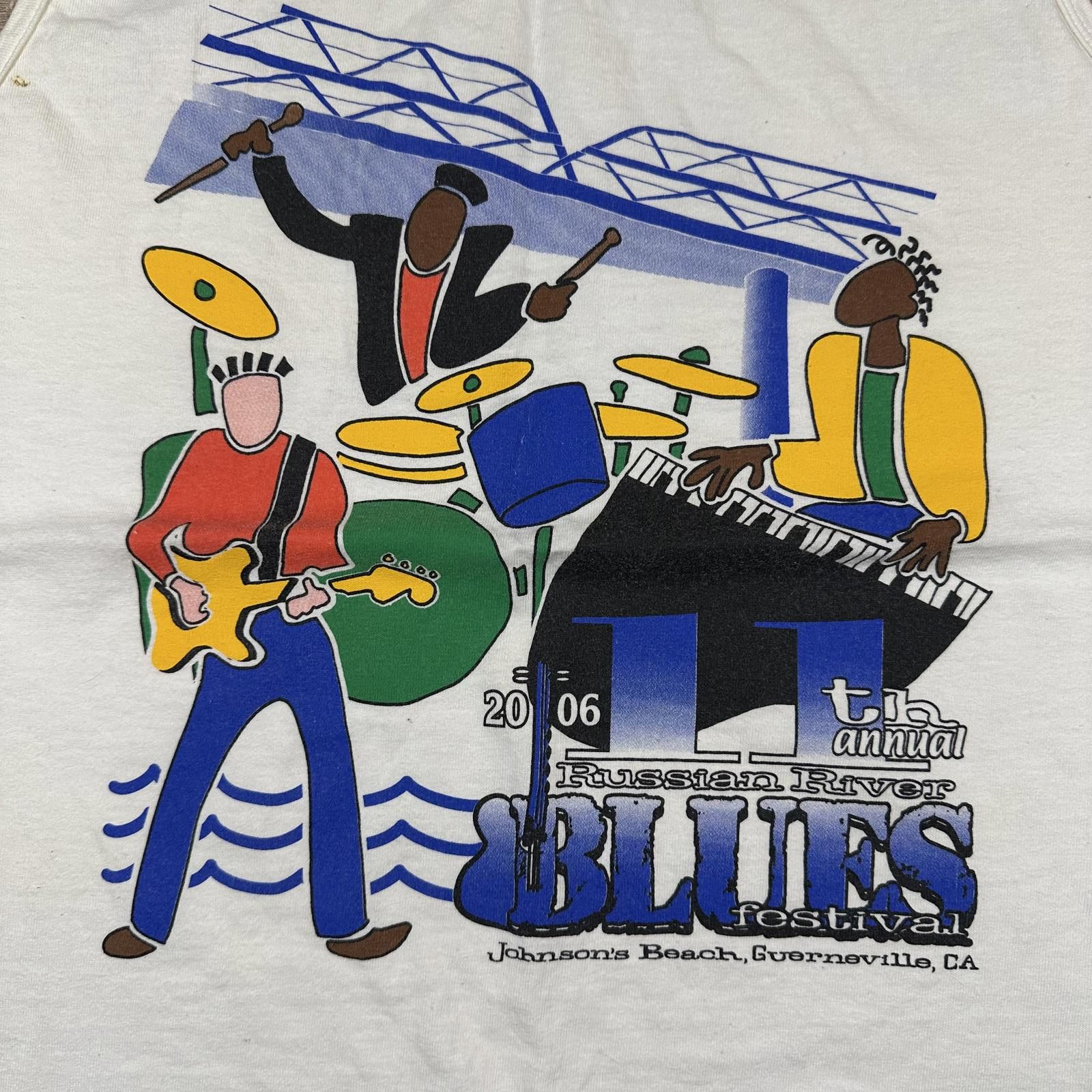 Gildan Gildan Mens Tank Top M White Vintage Blues Festival Graphic Size US M / EU 48-50 / 2 - 3 Thumbnail