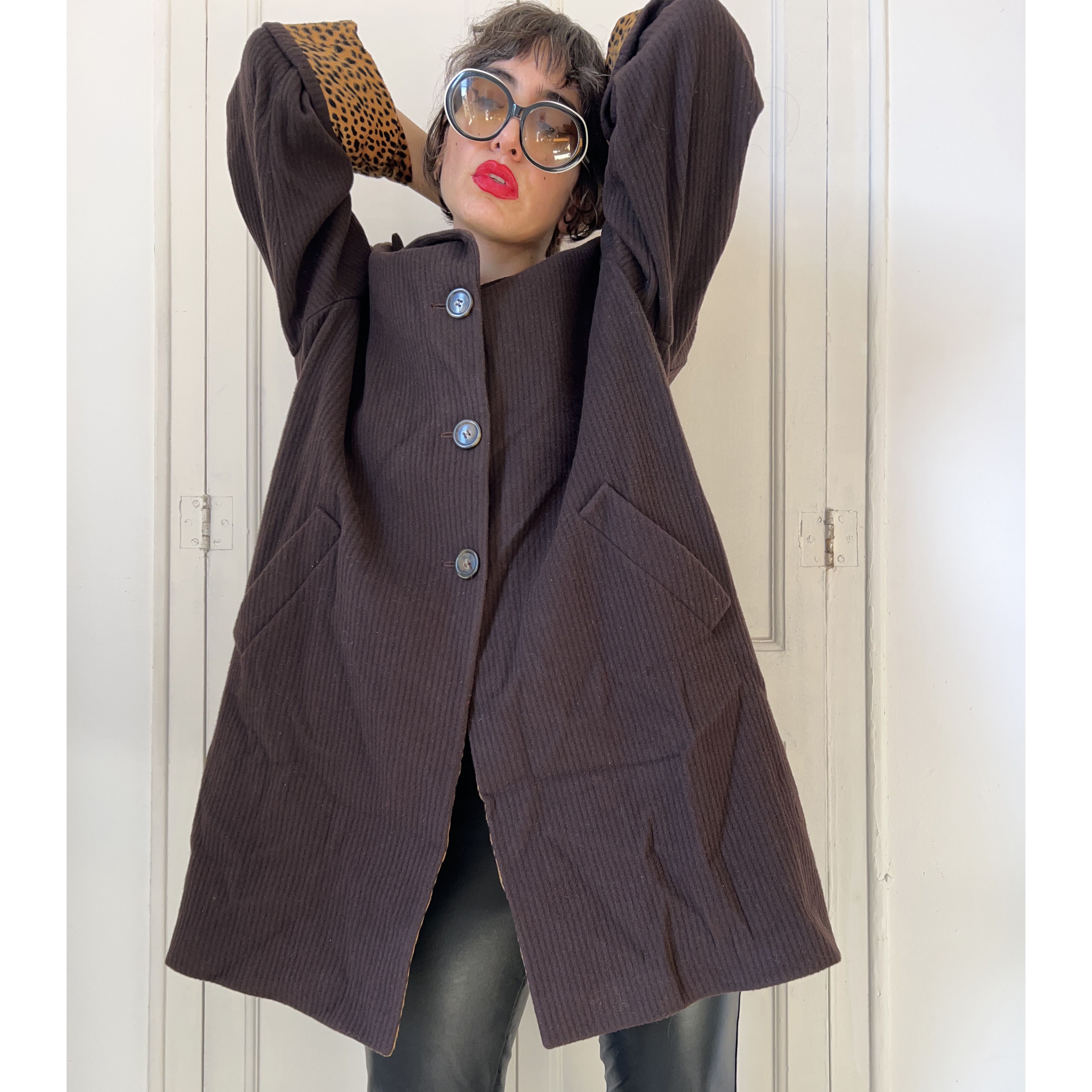 Vintage Vintage Brown Corduroy Wool Coat Size XL / US 12-14 / IT 48-50 - 5 Thumbnail